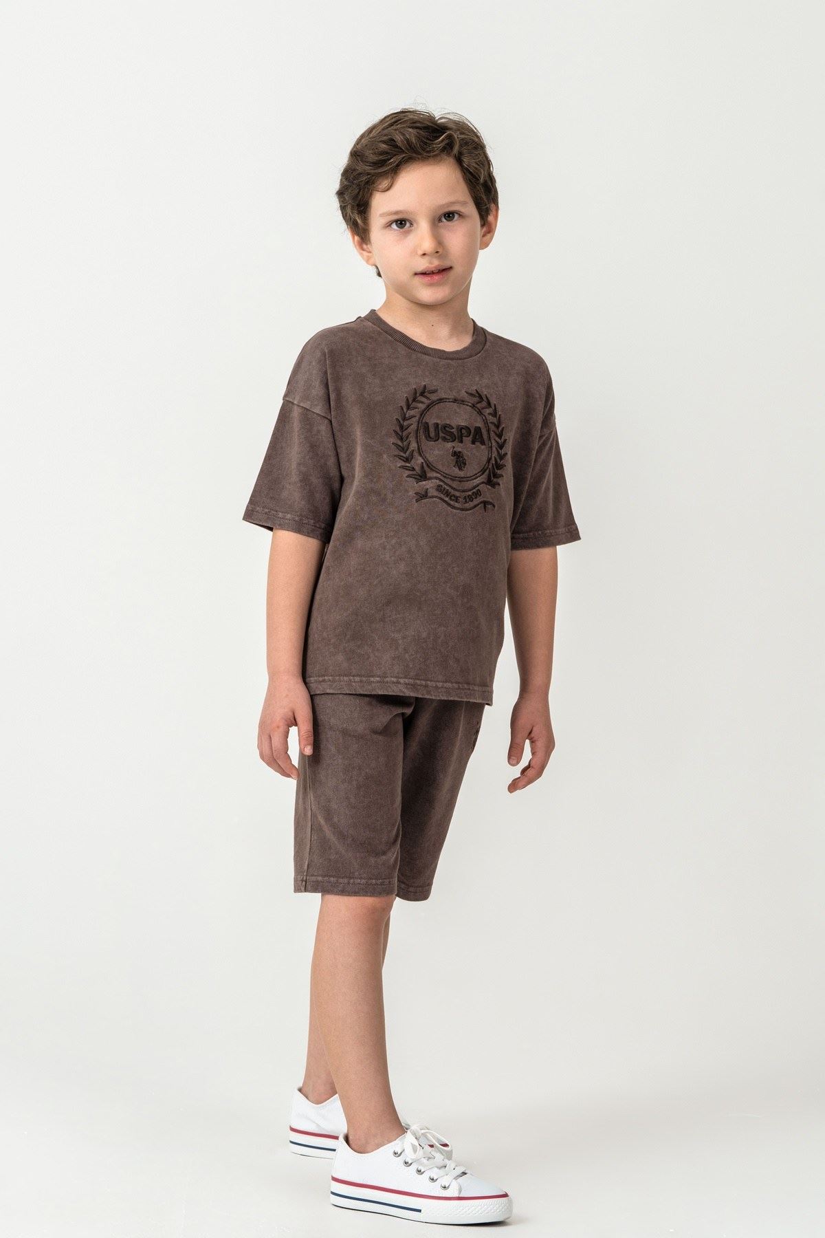 4-15 Yaş Lisanslı Us Polo Assn Erkek Çocuk Takım-Kahverengi