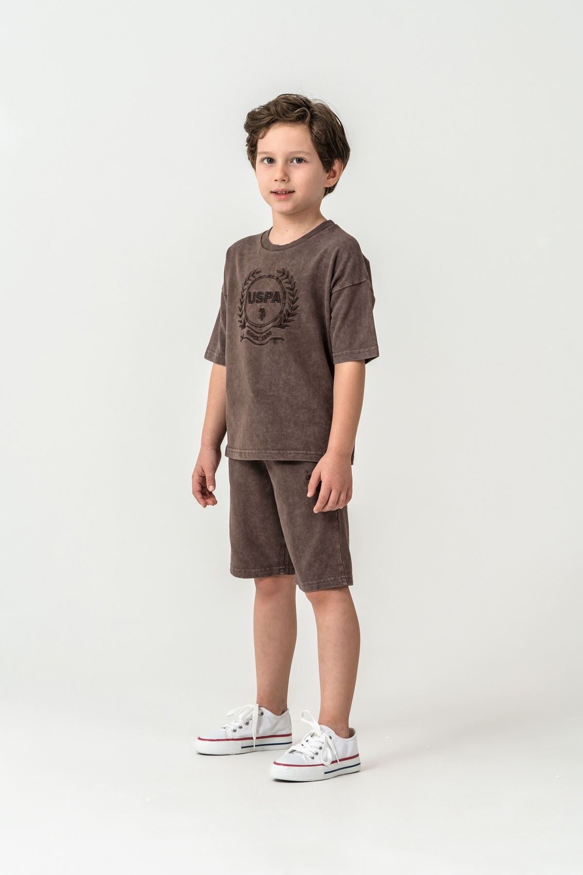 4-15 Yaş Lisanslı Us Polo Assn Erkek Çocuk Takım-Kahverengi