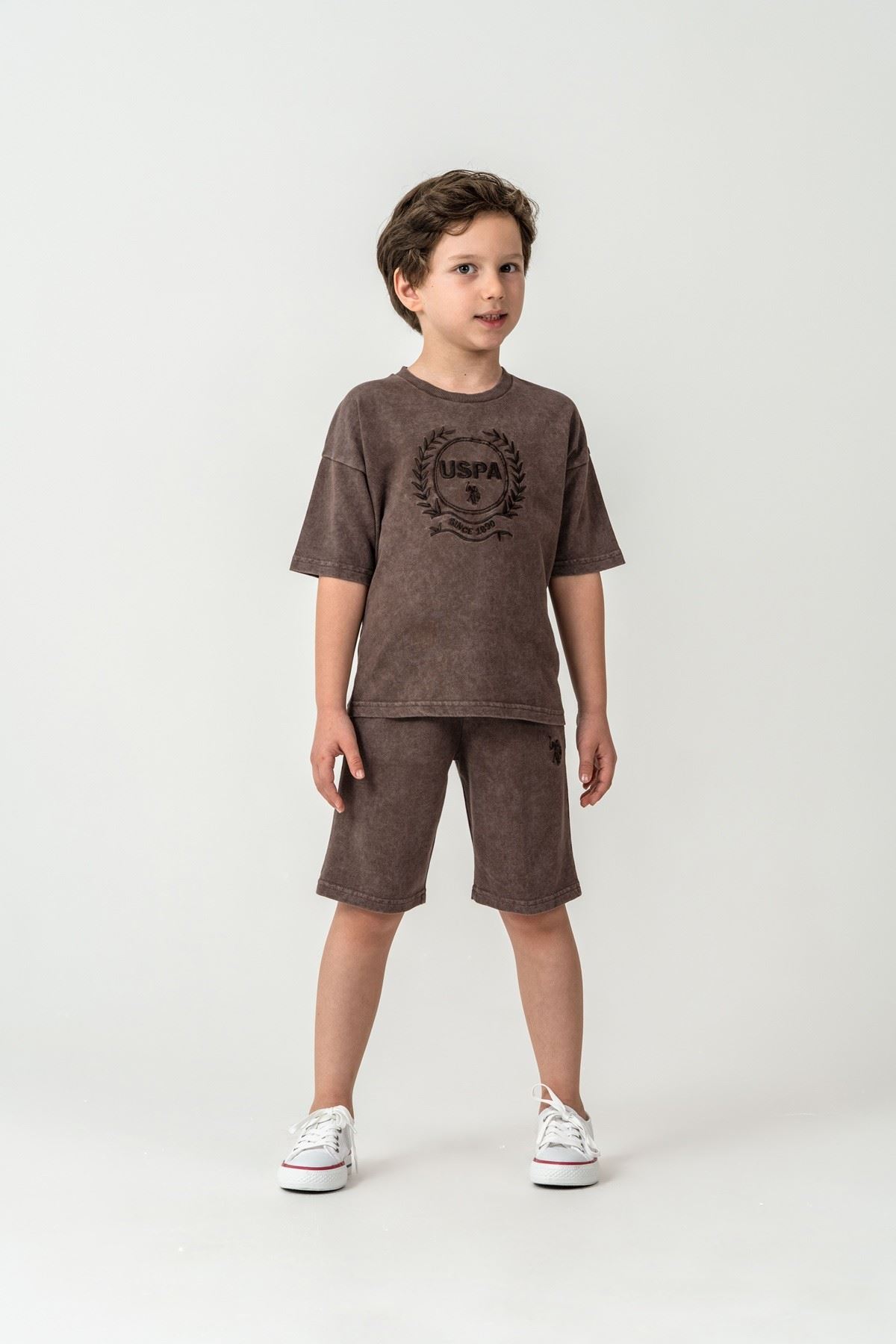 4-15 Yaş Lisanslı Us Polo Assn Erkek Çocuk Takım-Kahverengi