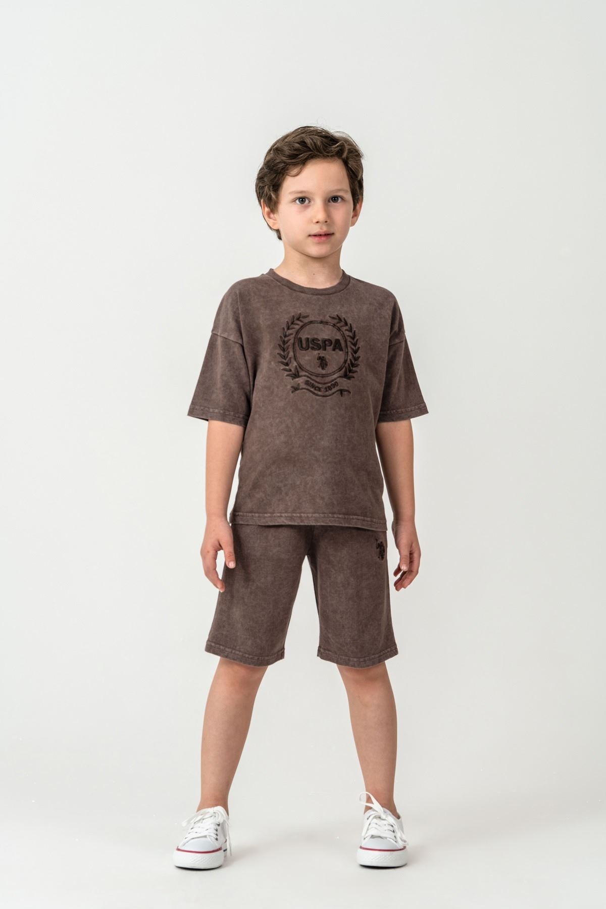 4-15 Yaş Lisanslı Us Polo Assn Erkek Çocuk Takım-Kahverengi