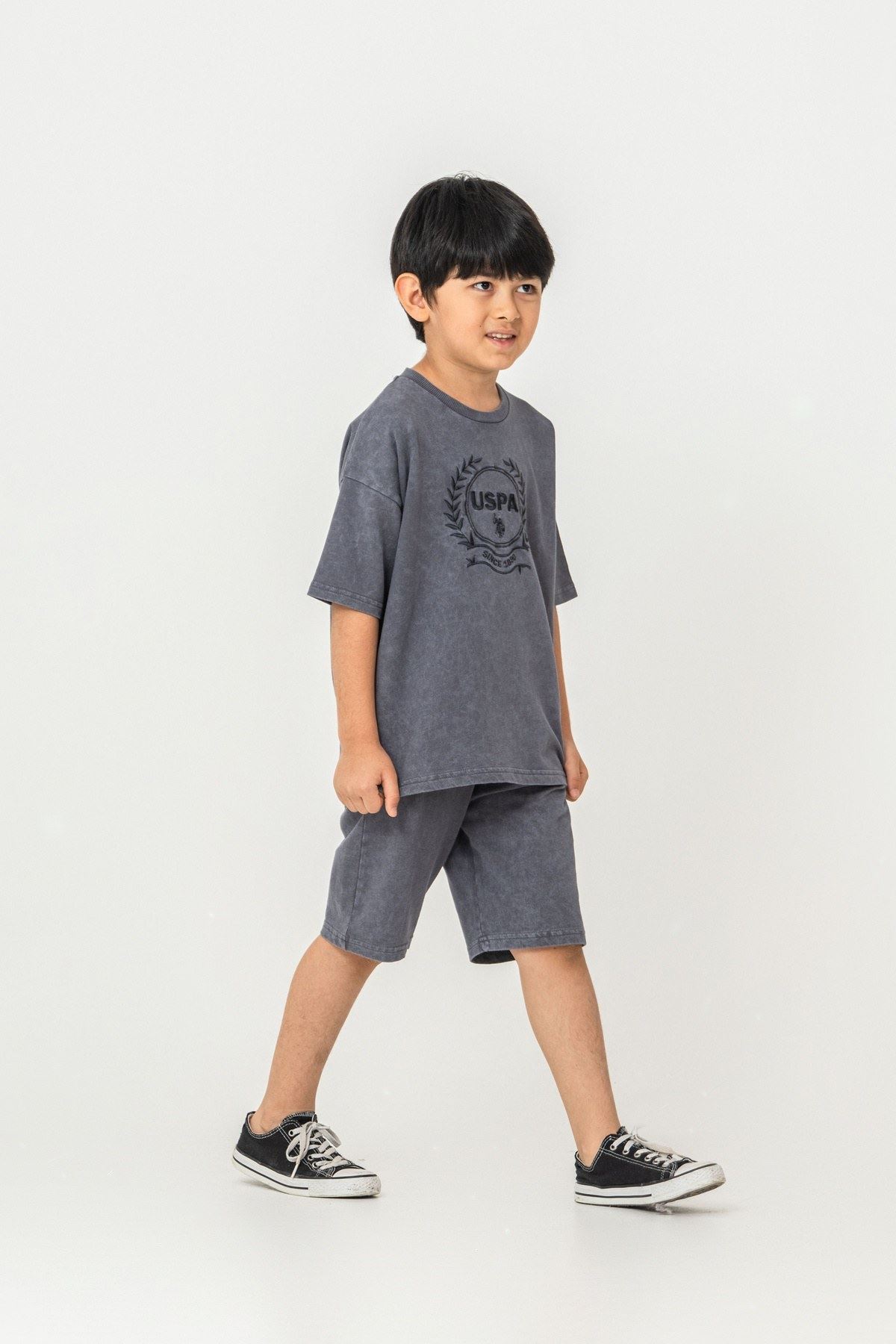 4-15 Yaş Lisanslı Us Polo Assn Erkek Çocuk Takım-Füme