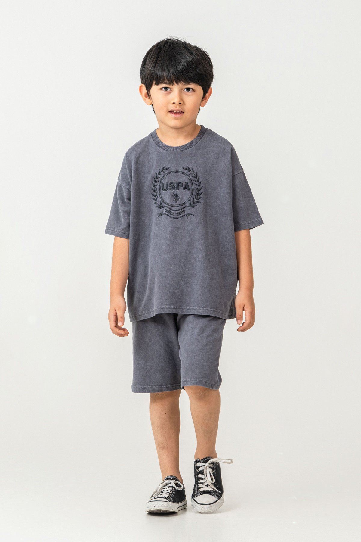 4-15 Yaş Lisanslı Us Polo Assn Erkek Çocuk Takım-Füme