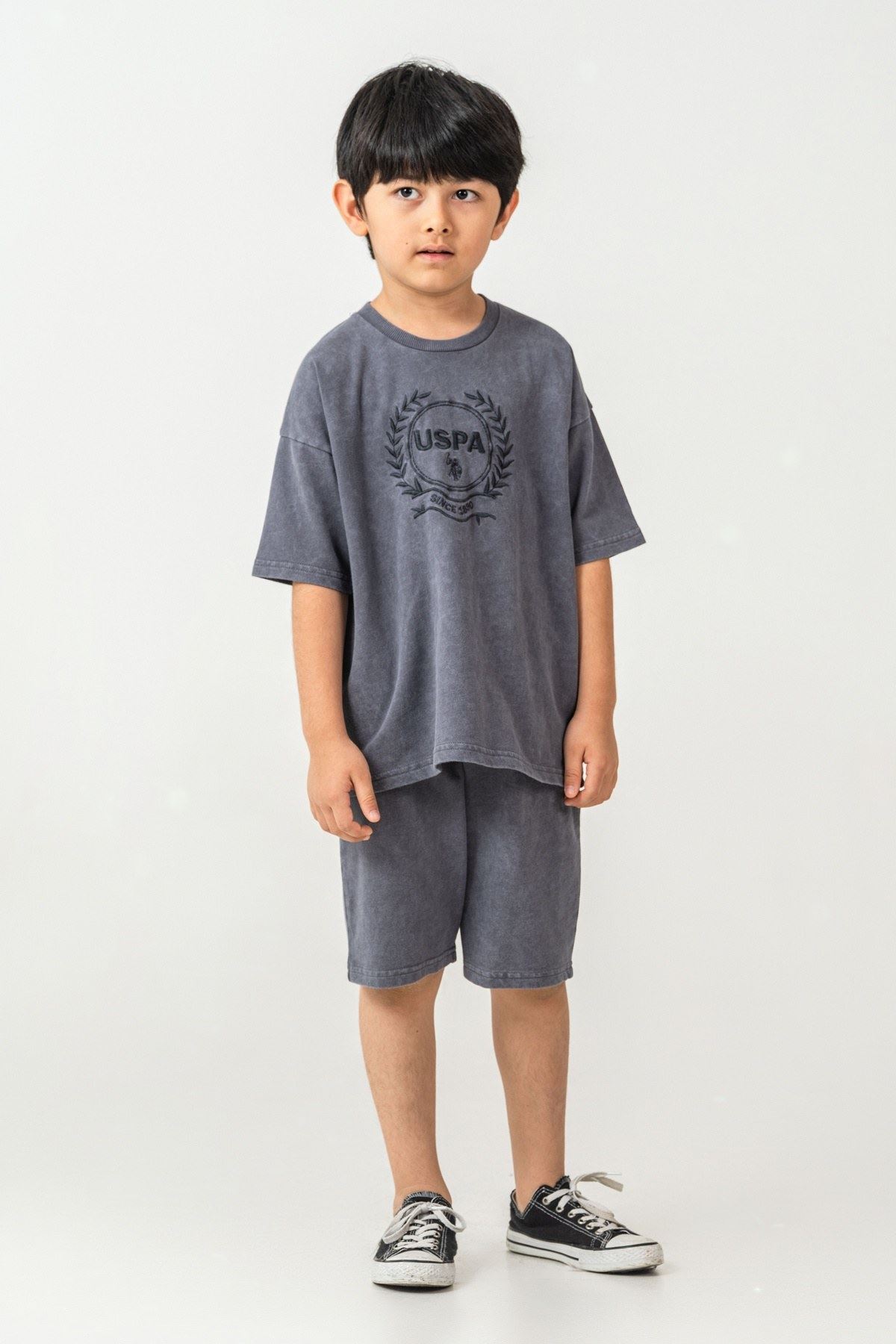 4-15 Yaş Lisanslı Us Polo Assn Erkek Çocuk Takım-Füme