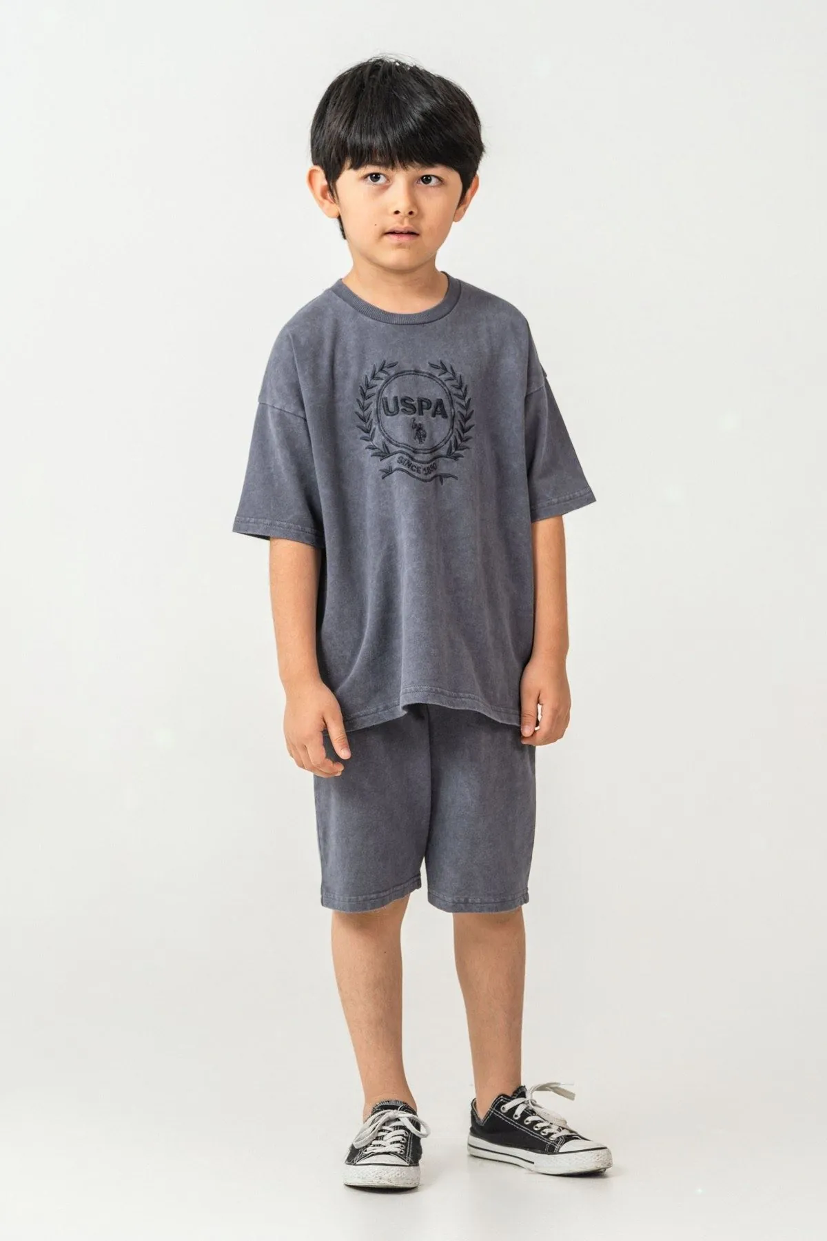 4-15 Yaş Lisanslı Us Polo Assn Erkek Çocuk Takım-Füme