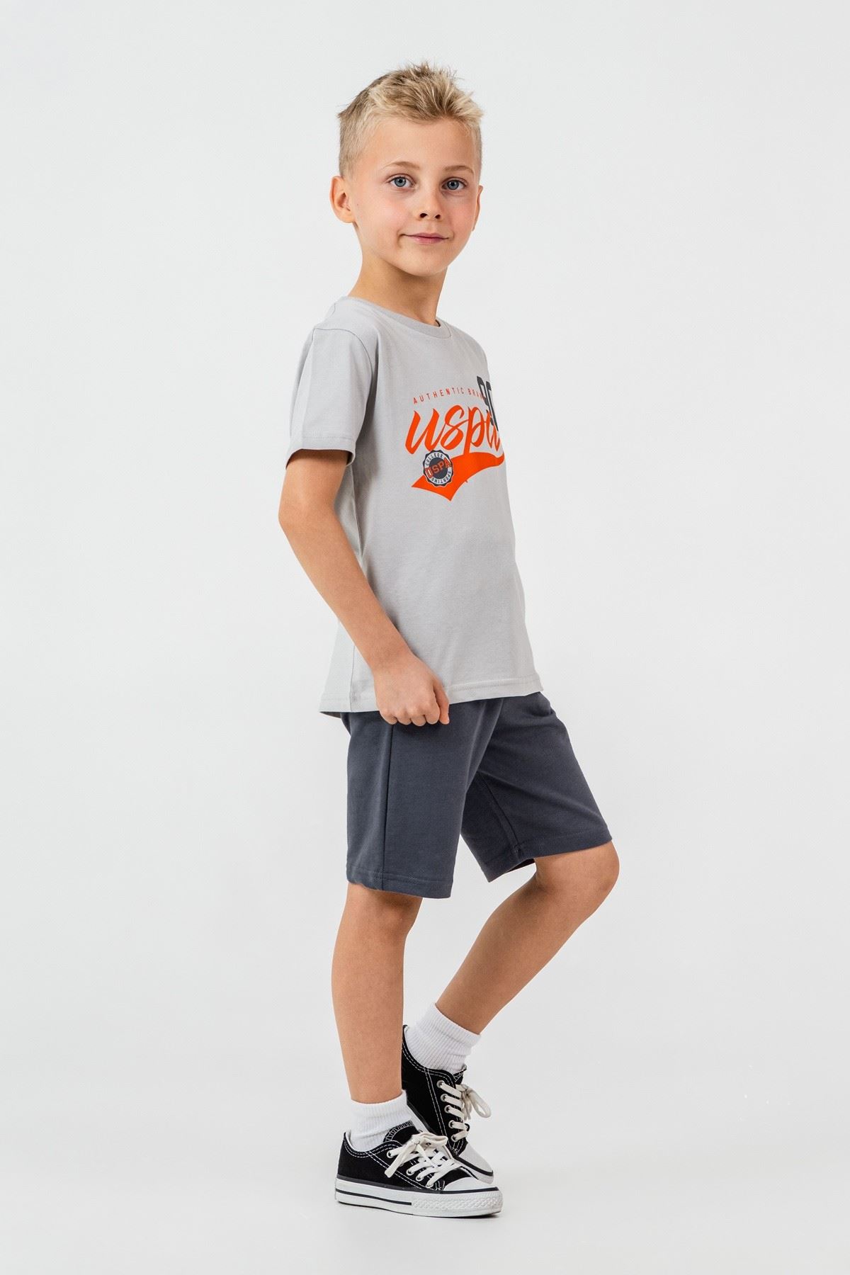 4-15 Yaş Lisanslı Us Polo Assn Erkek Çocuk Takım-Uzay Grisi