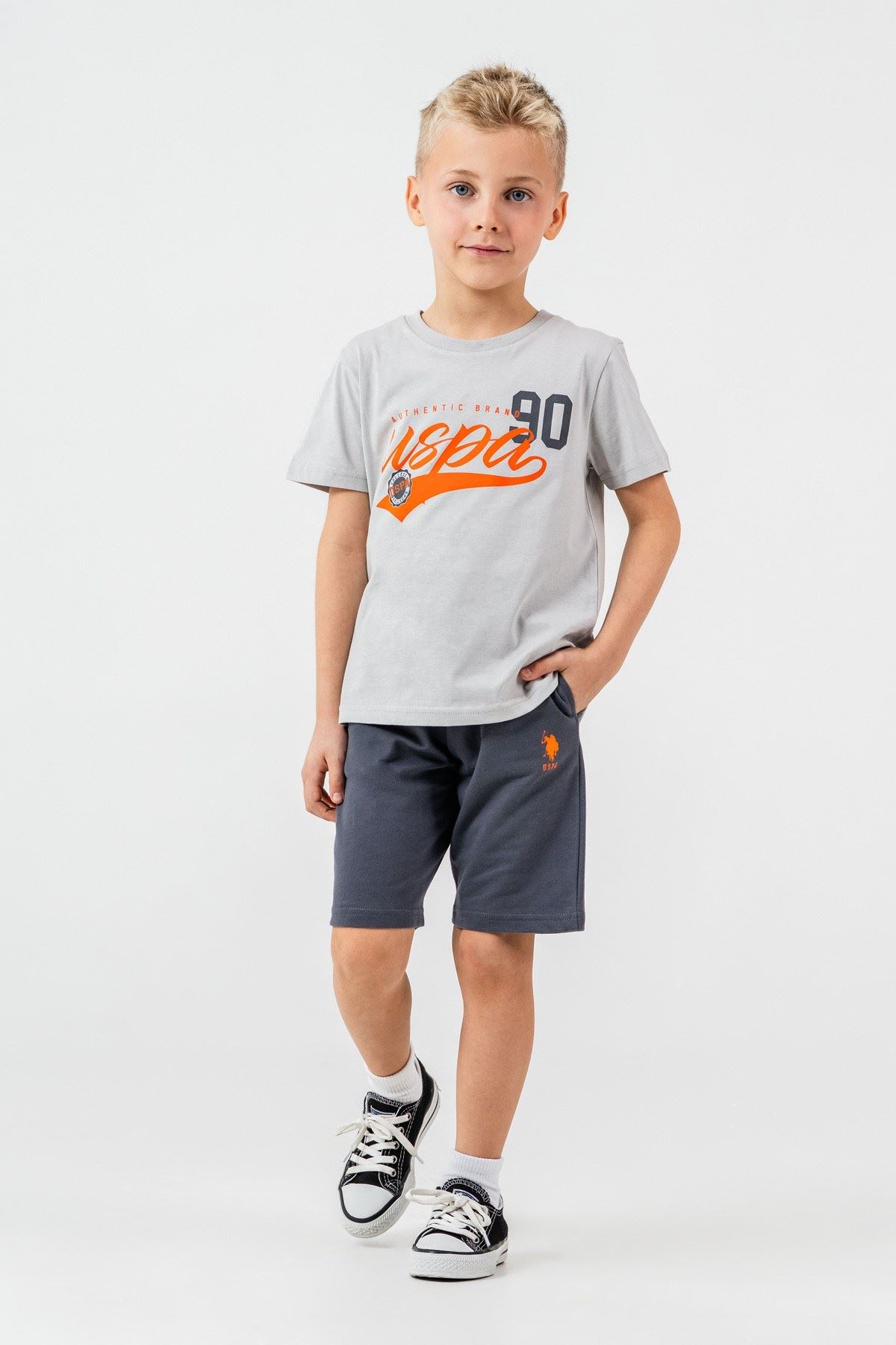 4-15 Yaş Lisanslı Us Polo Assn Erkek Çocuk Takım-Uzay Grisi