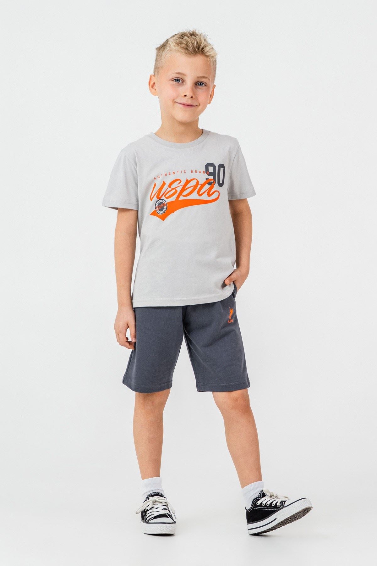 4-15 Yaş Lisanslı Us Polo Assn Erkek Çocuk Takım-Uzay Grisi