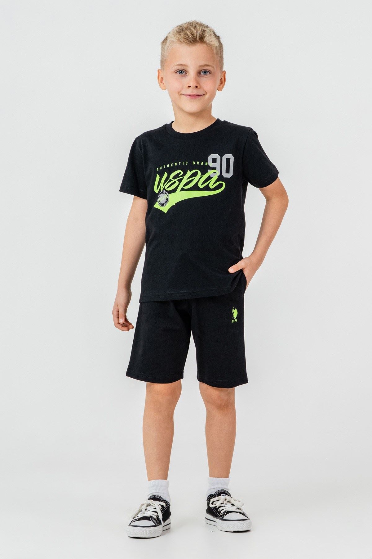 4-15 Yaş Lisanslı Us Polo Assn Erkek Çocuk Takım-Siyah