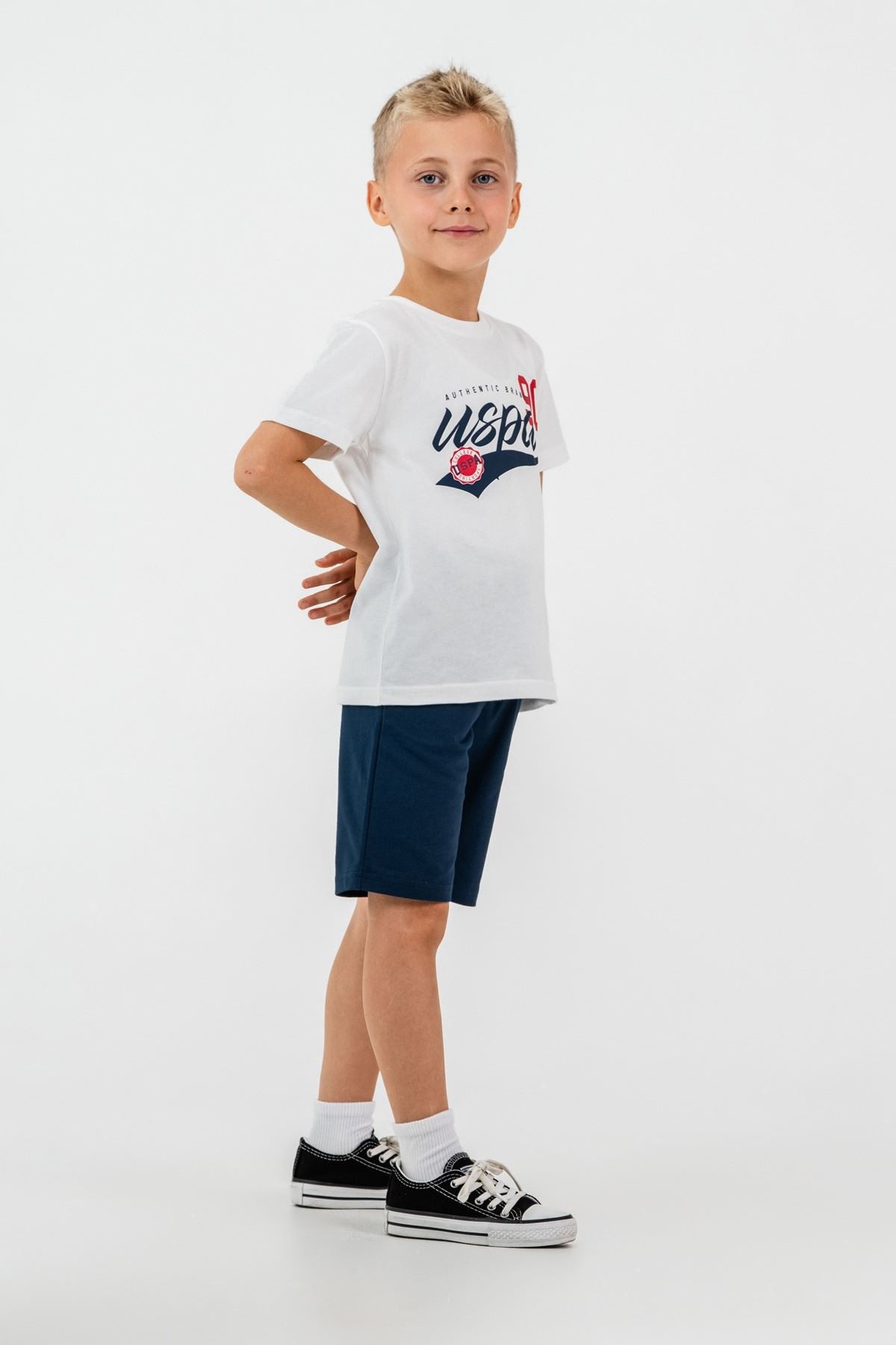 4-15 Yaş Lisanslı Us Polo Assn Erkek Çocuk Takım-Ekru