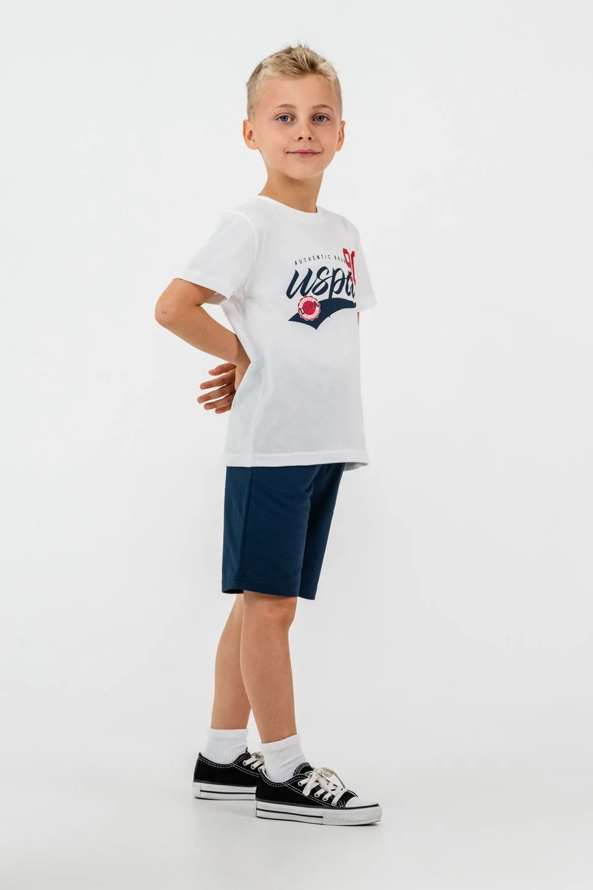 4-15 Yaş Lisanslı Us Polo Assn Erkek Çocuk Takım-Ekru