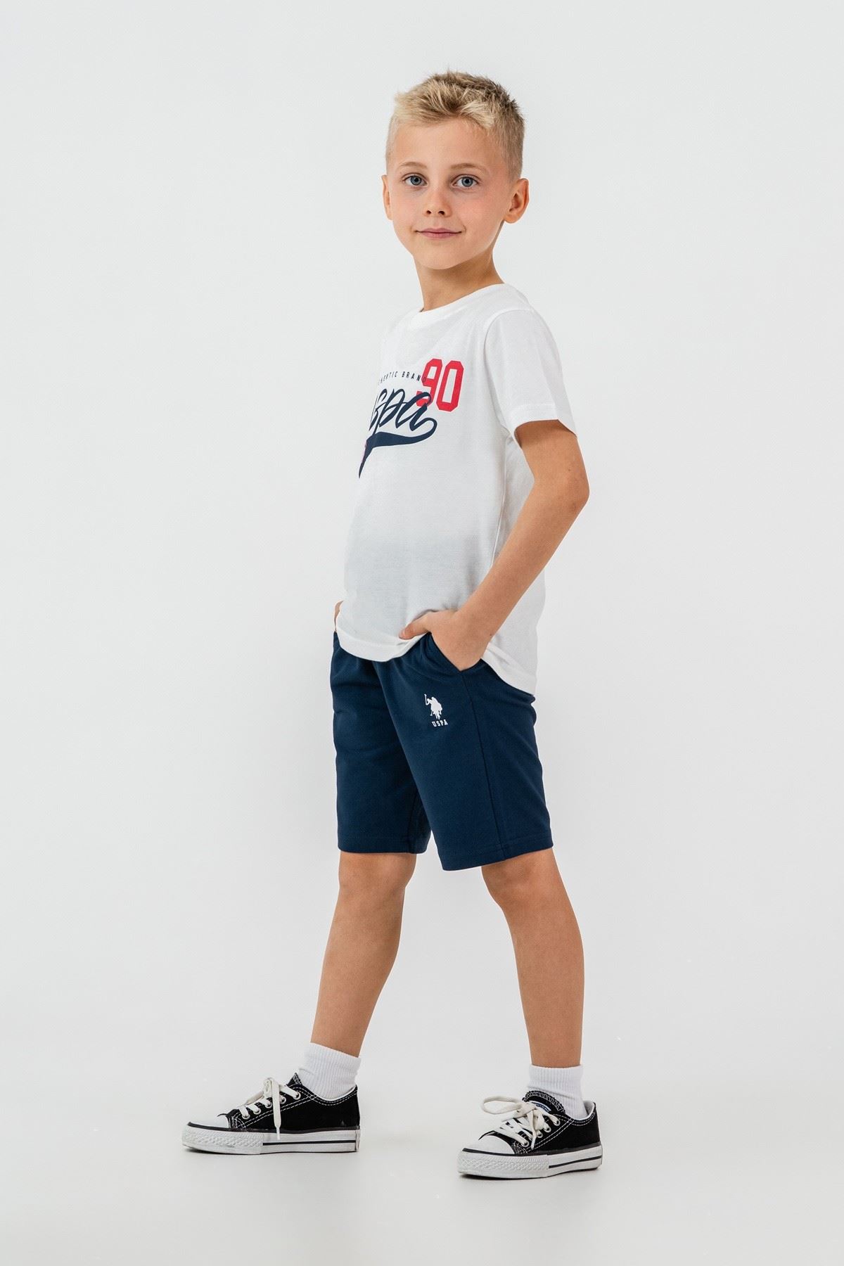 4-15 Yaş Lisanslı Us Polo Assn Erkek Çocuk Takım-Ekru