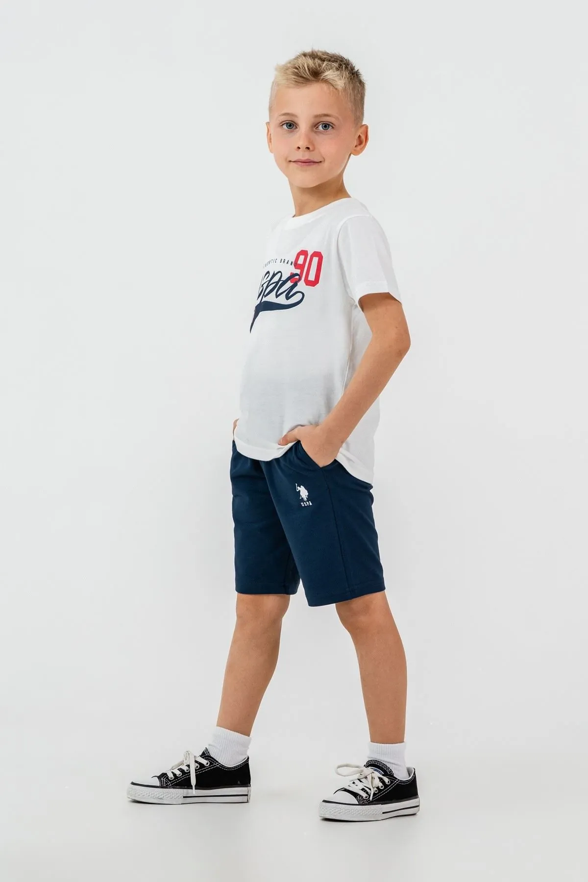 4-15 Yaş Lisanslı Us Polo Assn Erkek Çocuk Takım-Ekru