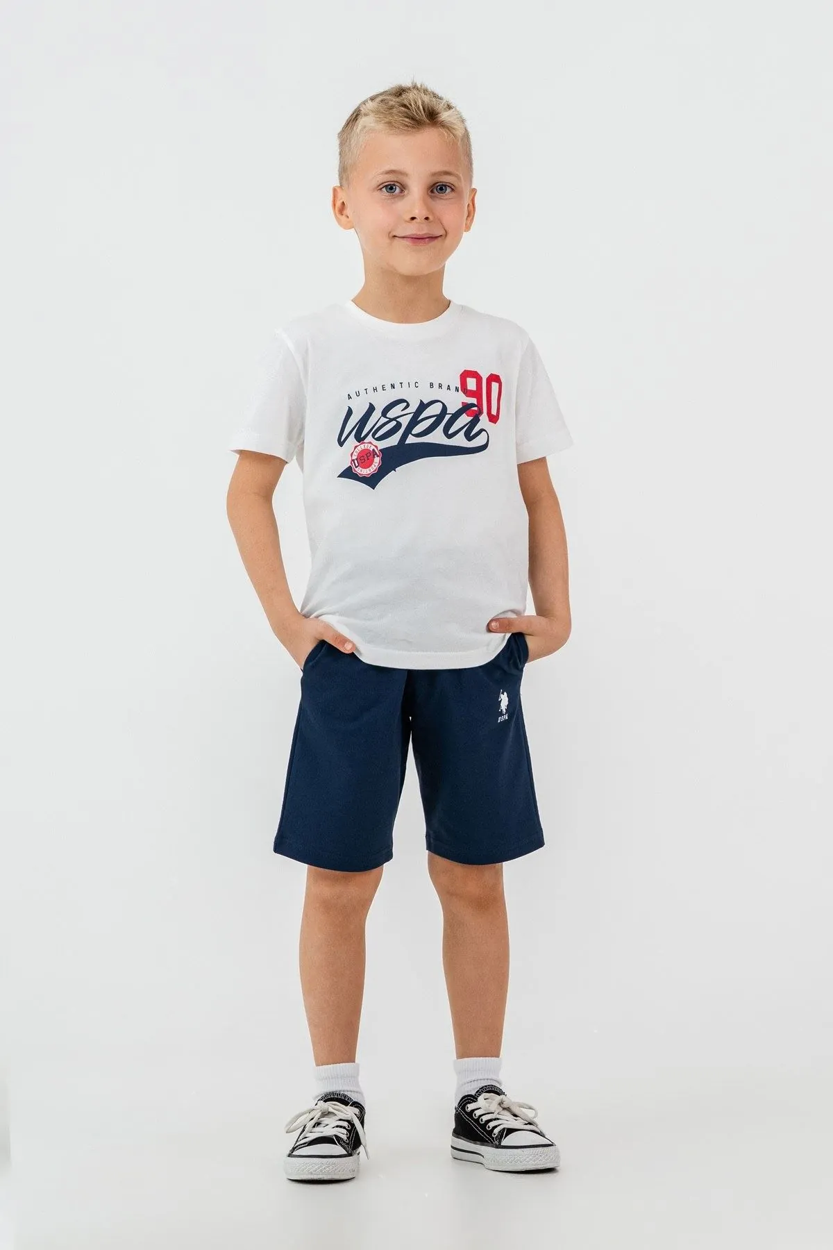 4-15 Yaş Lisanslı Us Polo Assn Erkek Çocuk Takım-Ekru