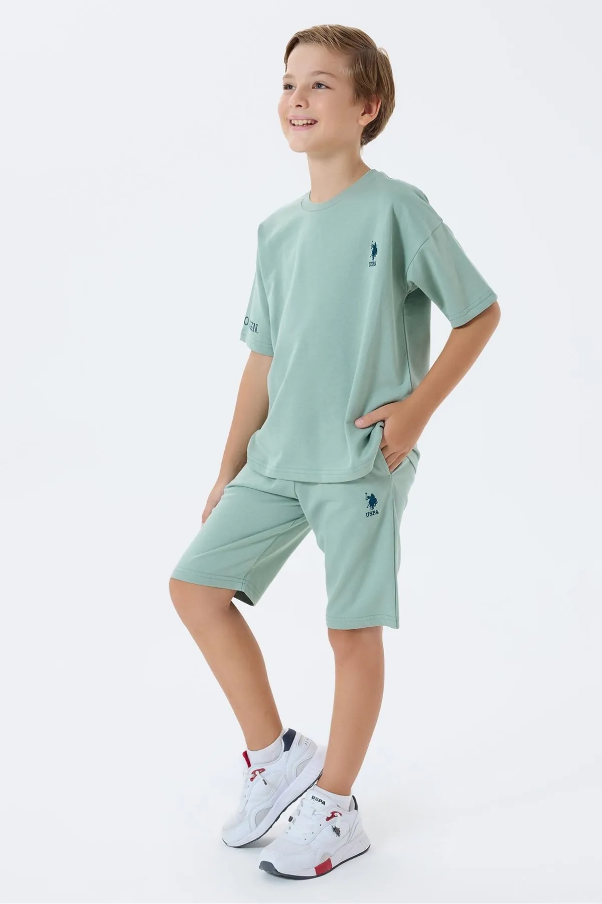 4-15 Yaş Lisanslı Us Polo Assn Erkek Çocuk Takım-Yeşil