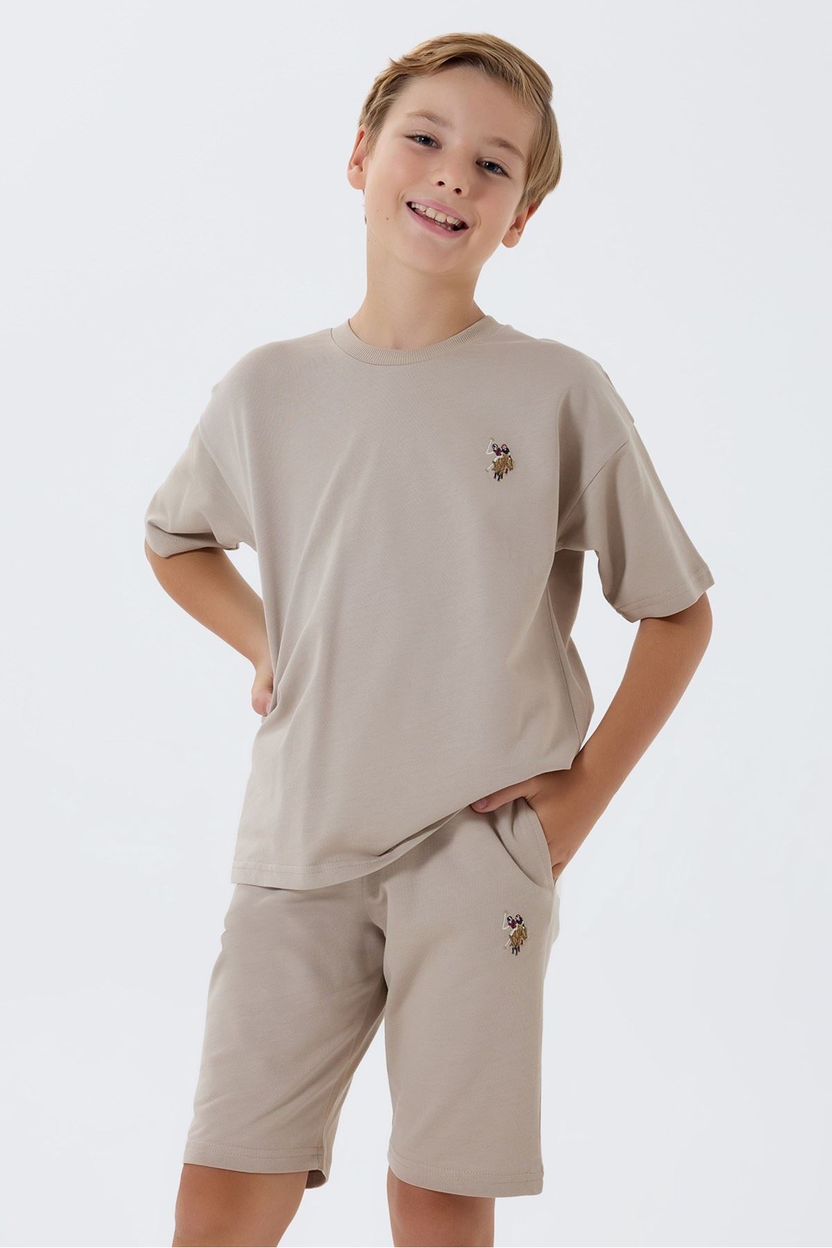 4-15 Yaş Lisanslı Us Polo Assn Erkek Çocuk Takım-Kum