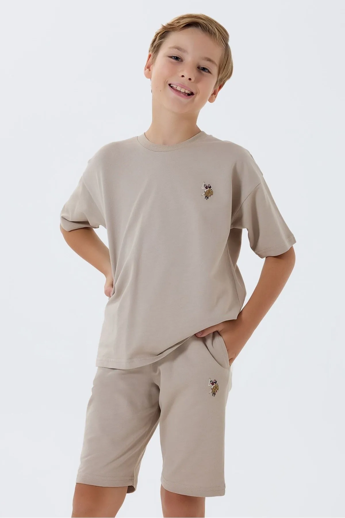 4-15 Yaş Lisanslı Us Polo Assn Erkek Çocuk Takım-Kum