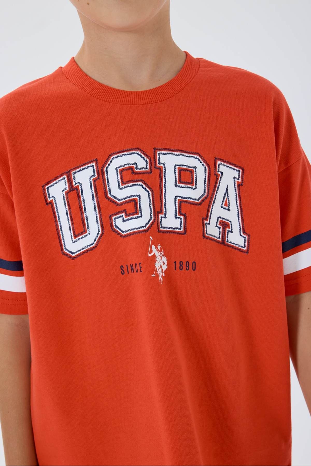 4-15 Yaş Lisanslı Us Polo Assn Erkek Çocuk Takım-Turuncu