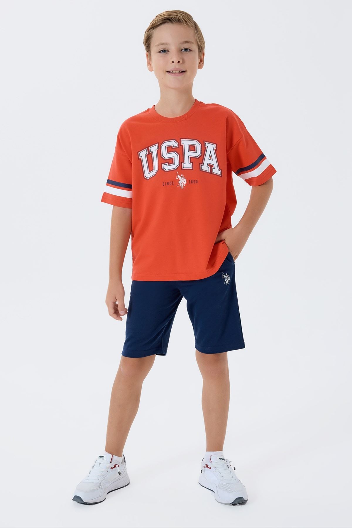 4-15 Yaş Lisanslı Us Polo Assn Erkek Çocuk Takım-Turuncu