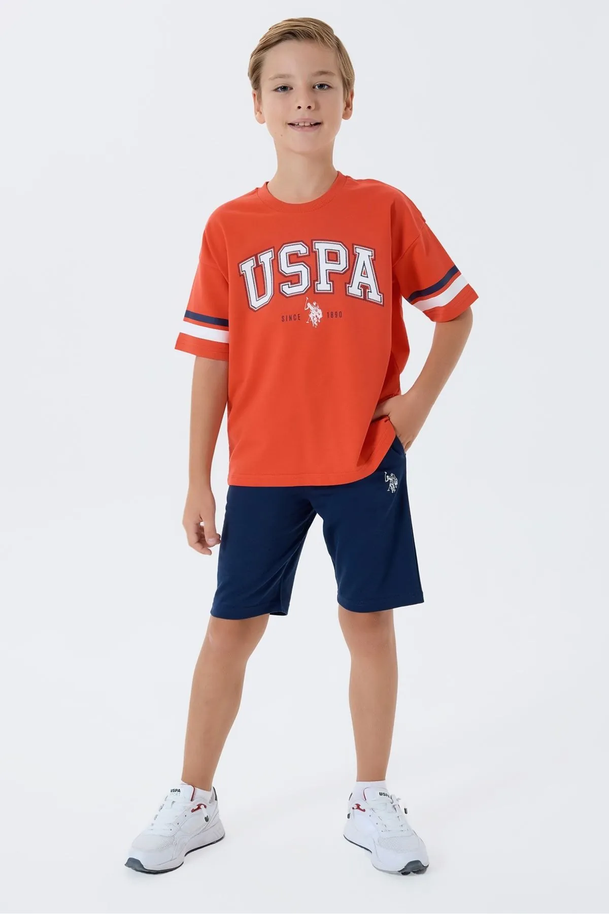 4-15 Yaş Lisanslı Us Polo Assn Erkek Çocuk Takım-Turuncu