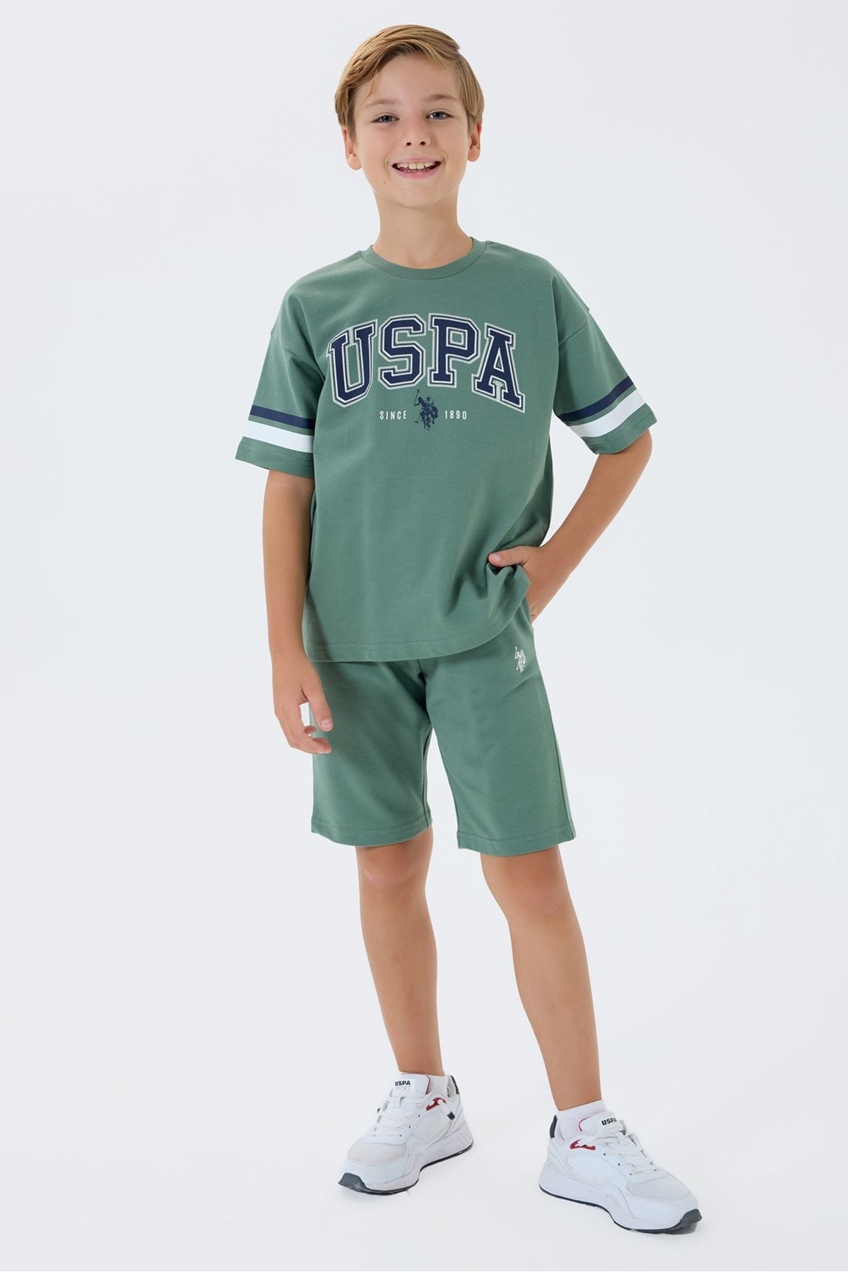 4-15 Yaş Lisanslı Us Polo Assn Erkek Çocuk Takım-Yeşil