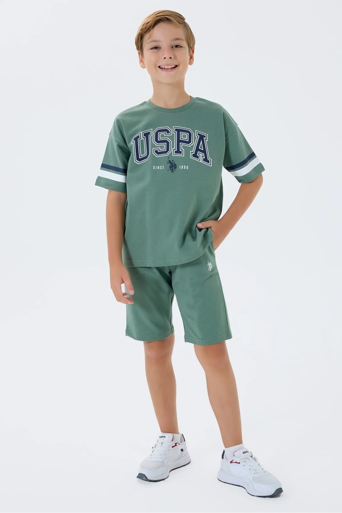 4-15 Yaş Lisanslı Us Polo Assn Erkek Çocuk Takım-Yeşil