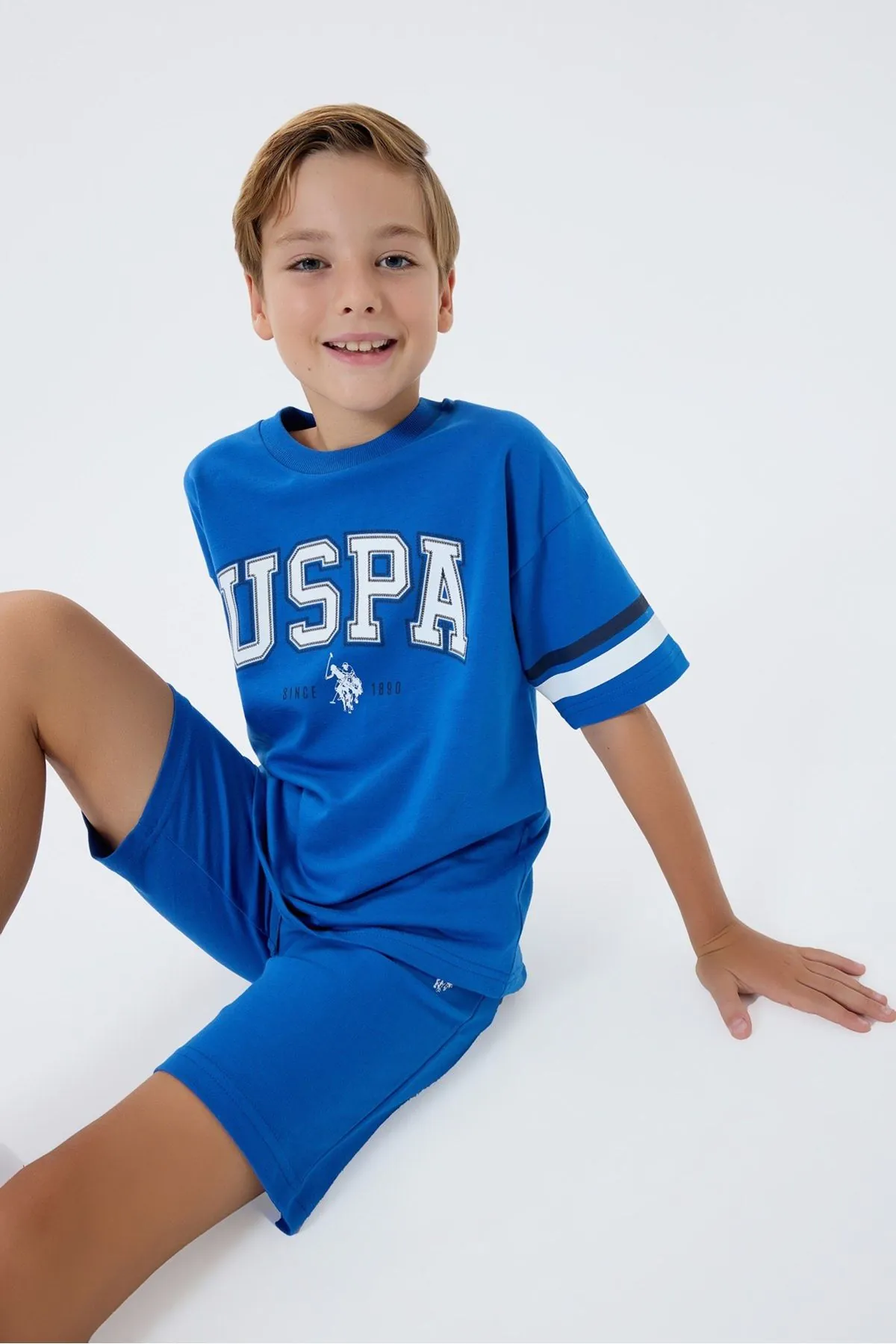 4-15 Yaş Lisanslı Us Polo Assn Erkek Çocuk Takım-Saks