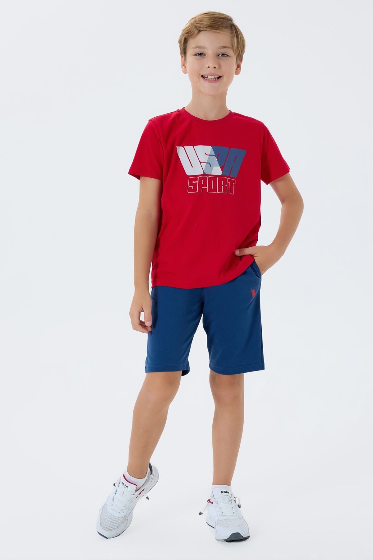 4-15 Yaş Lisanslı Us Polo Assn Erkek Çocuk Takım-Kırmızı