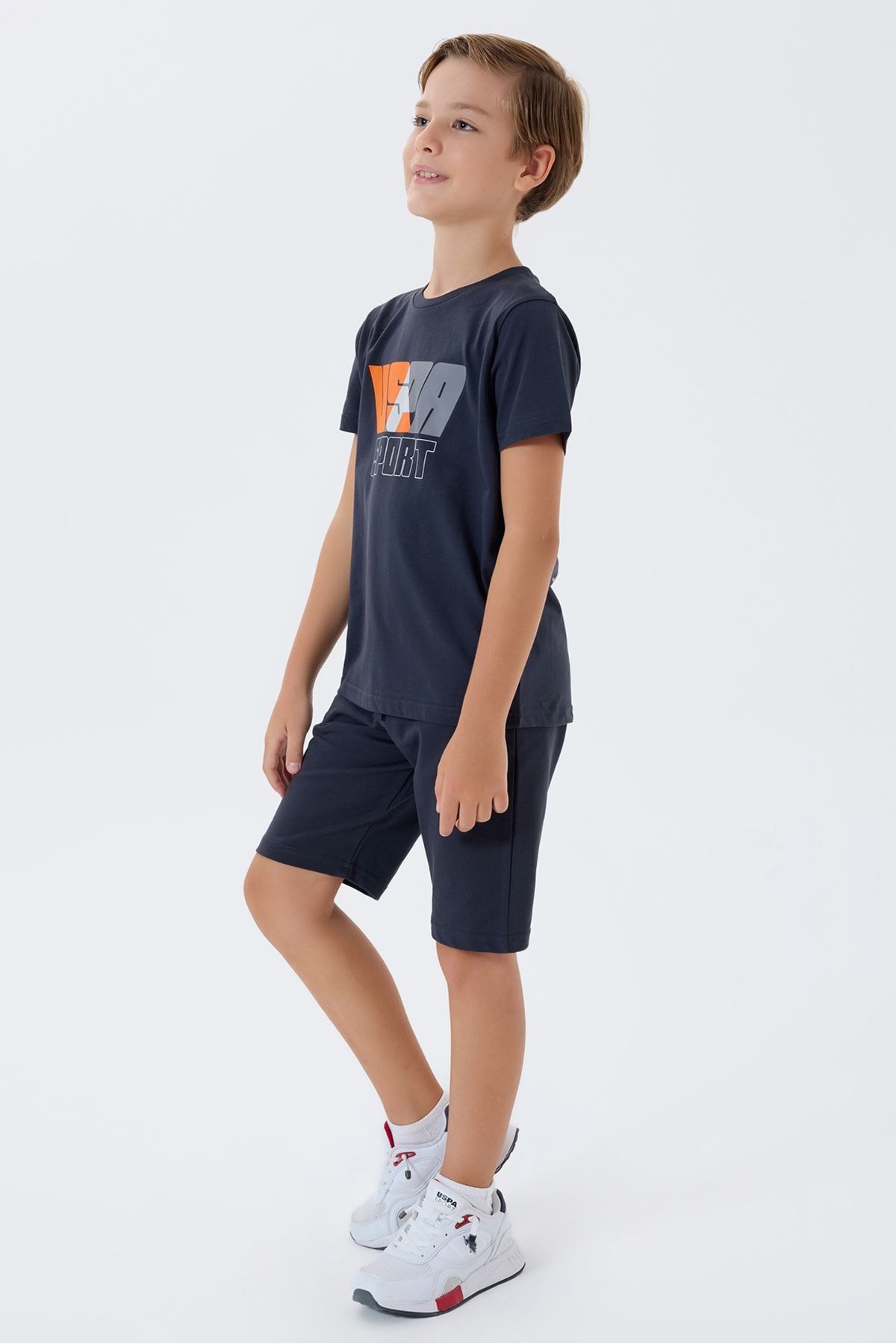 4-15 Yaş Lisanslı Us Polo Assn Erkek Çocuk Takım-Antrasit
