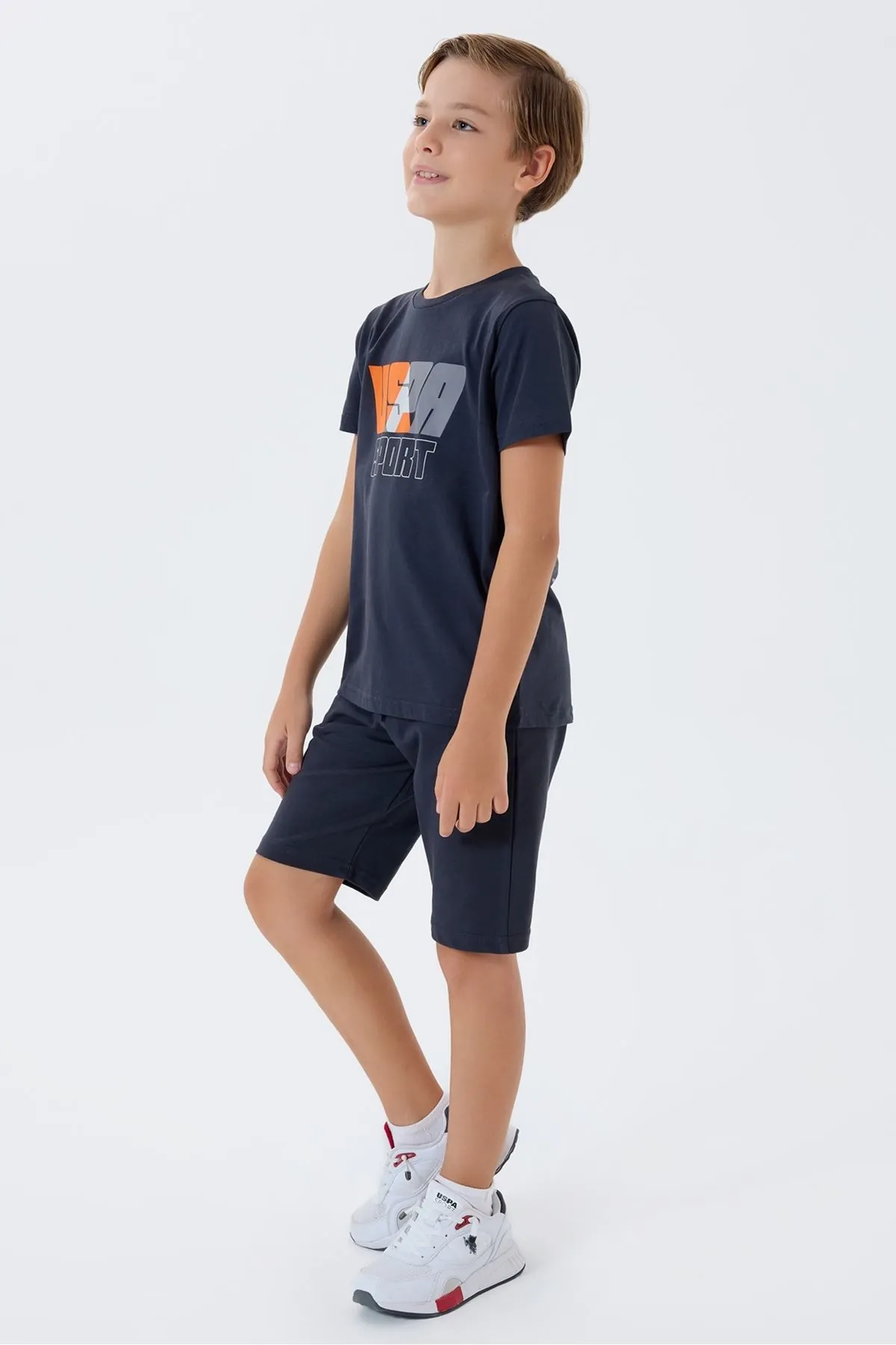 4-15 Yaş Lisanslı Us Polo Assn Erkek Çocuk Takım-Antrasit