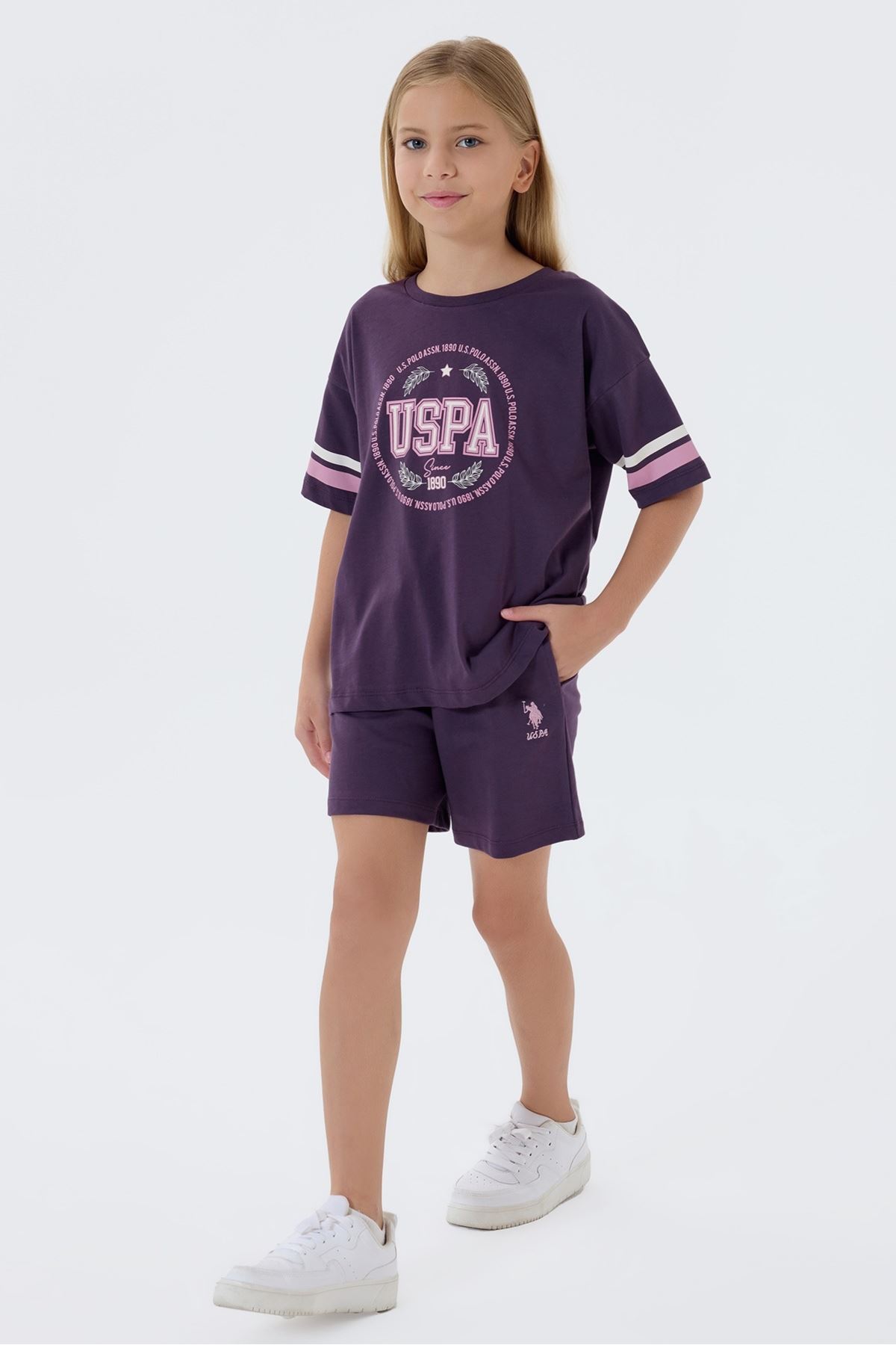 4-15 Yaş Lisanslı Us Polo Assn Kız Çocuk Takım-Mor