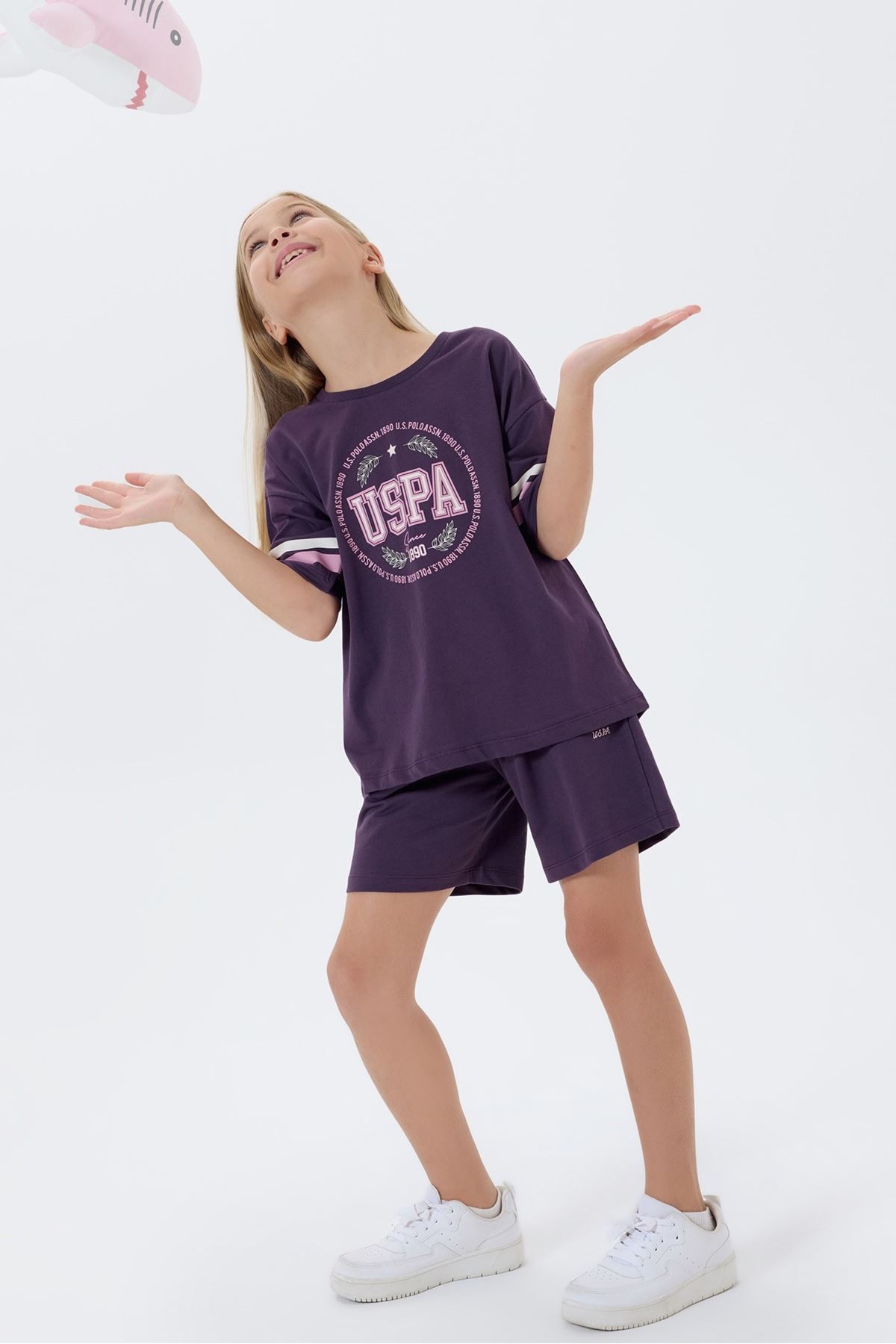 4-15 Yaş Lisanslı Us Polo Assn Kız Çocuk Takım-Mor