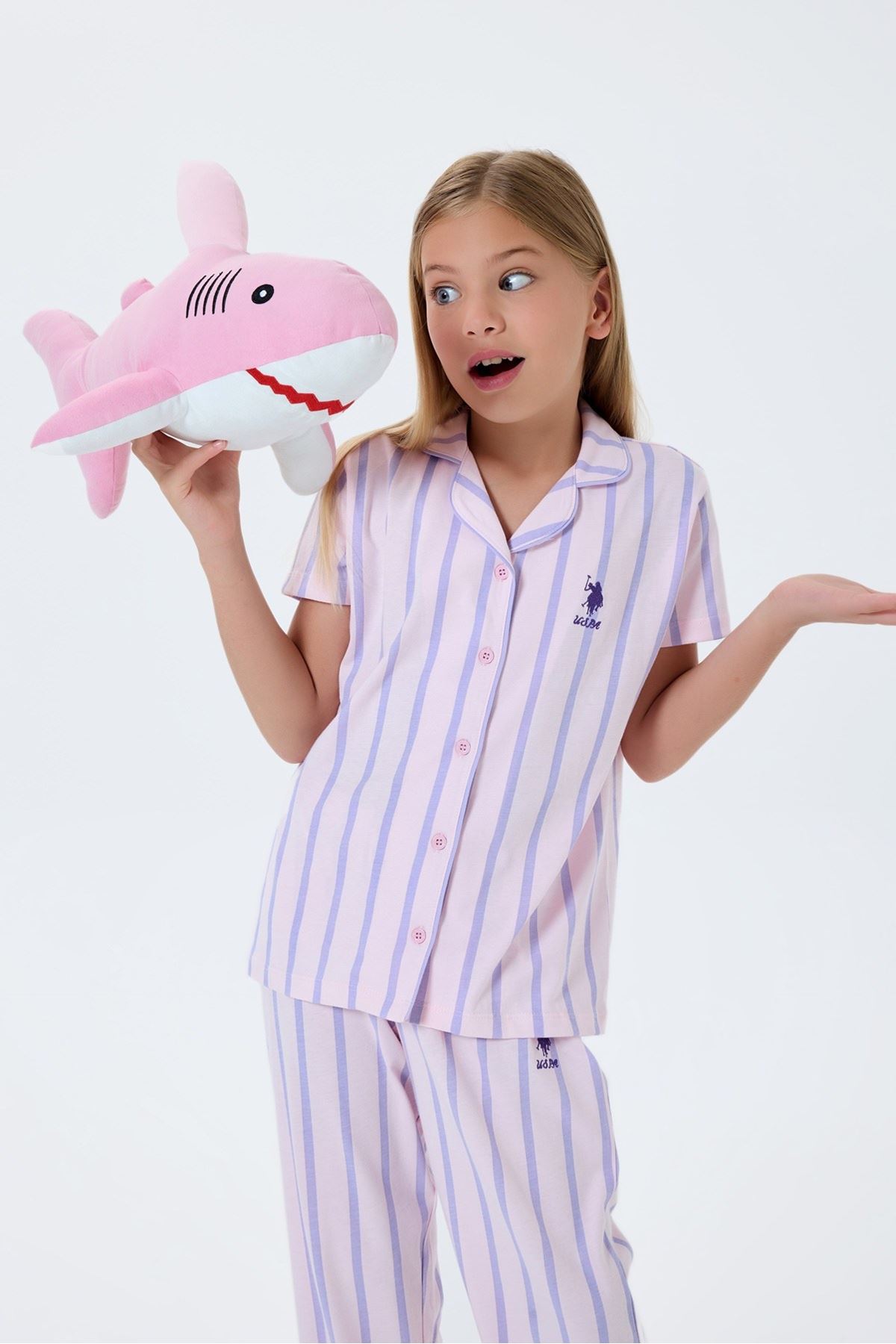 4-15 Yaş Lisanslı Us Polo Assn Kız Çocuk Takım-Lila