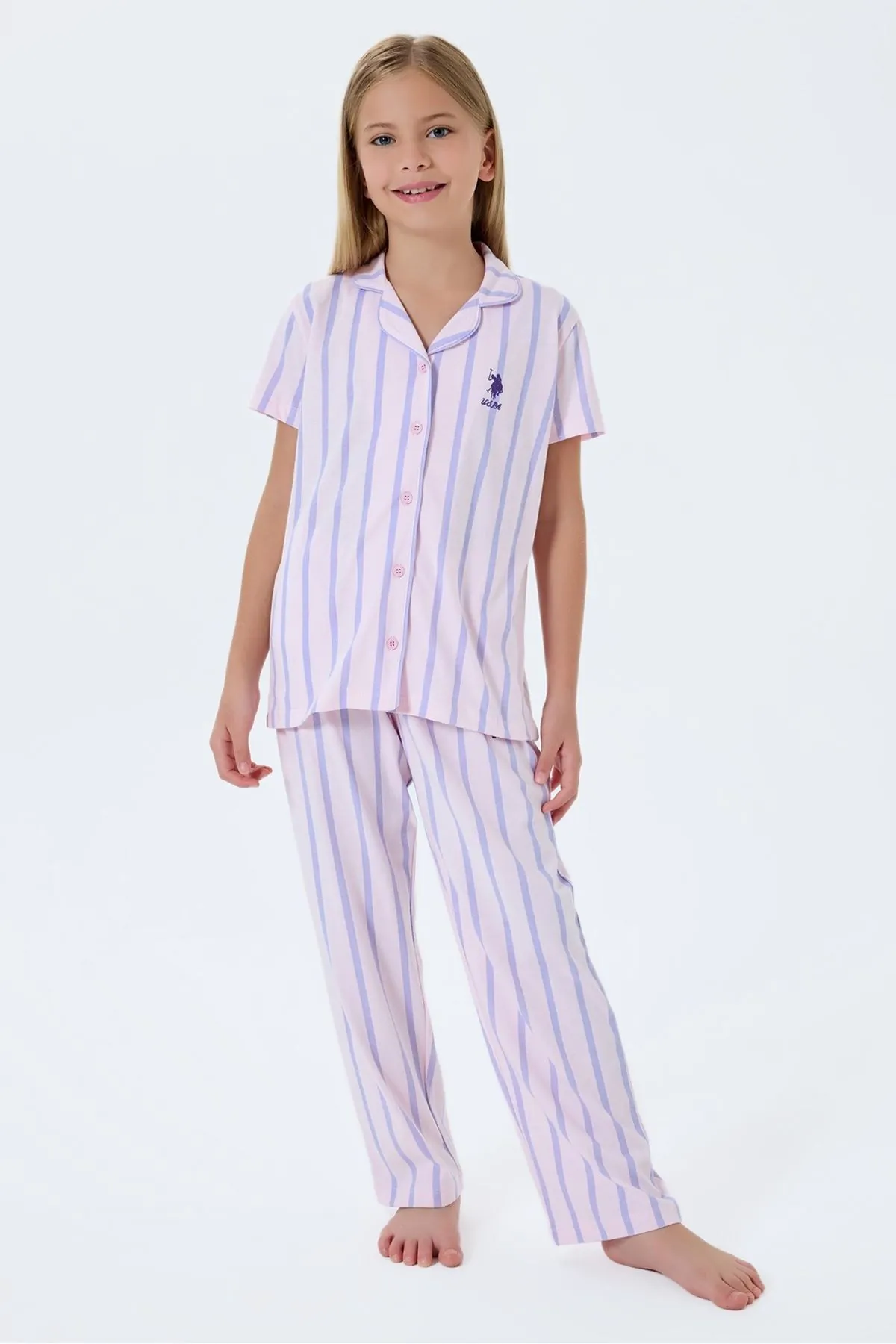 4-15 Yaş Lisanslı Us Polo Assn Kız Çocuk Takım-Lila