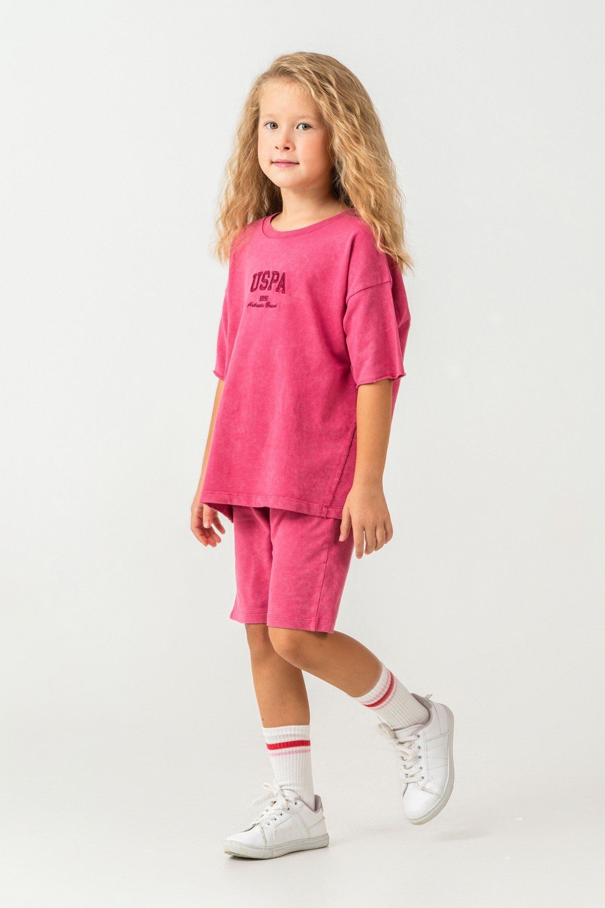4-15 Yaş Lisanslı Us Polo Assn Kız Çocuk Takım-Fuşya