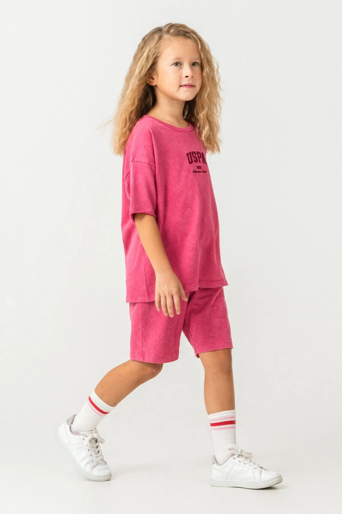4-15 Yaş Lisanslı Us Polo Assn Kız Çocuk Takım-Fuşya