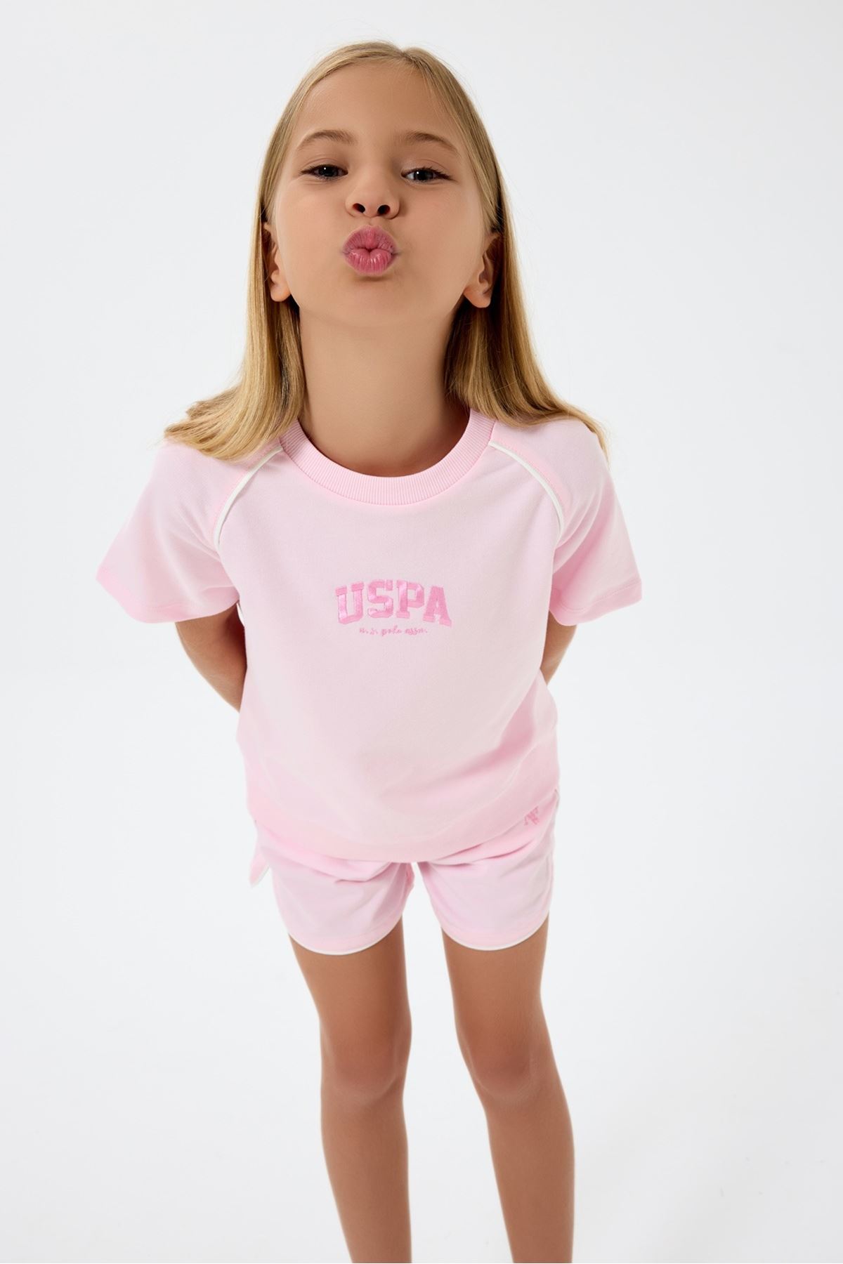 4-15 Yaş Lisanslı Us Polo Assn Kız Çocuk Takım-Pembe