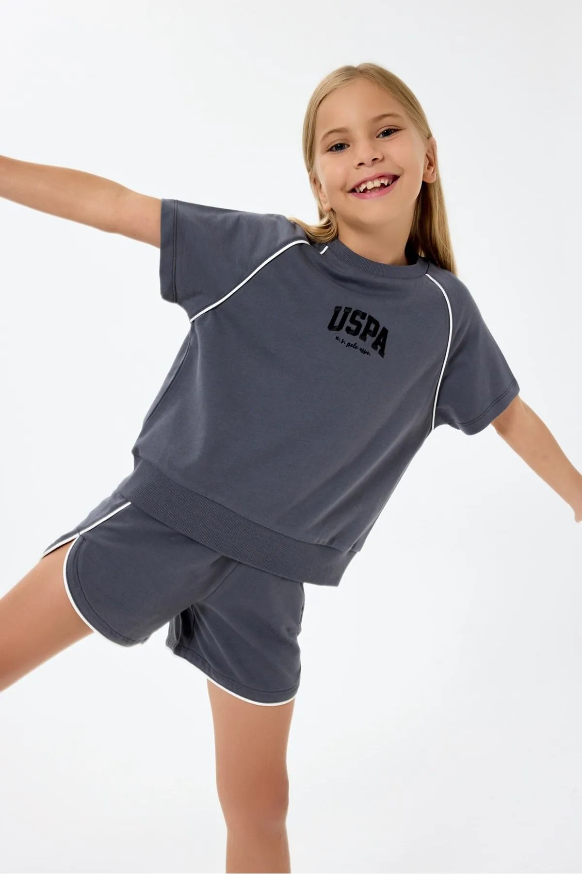 4-15 Yaş Lisanslı Us Polo Assn Kız Çocuk Takım-Antrasit