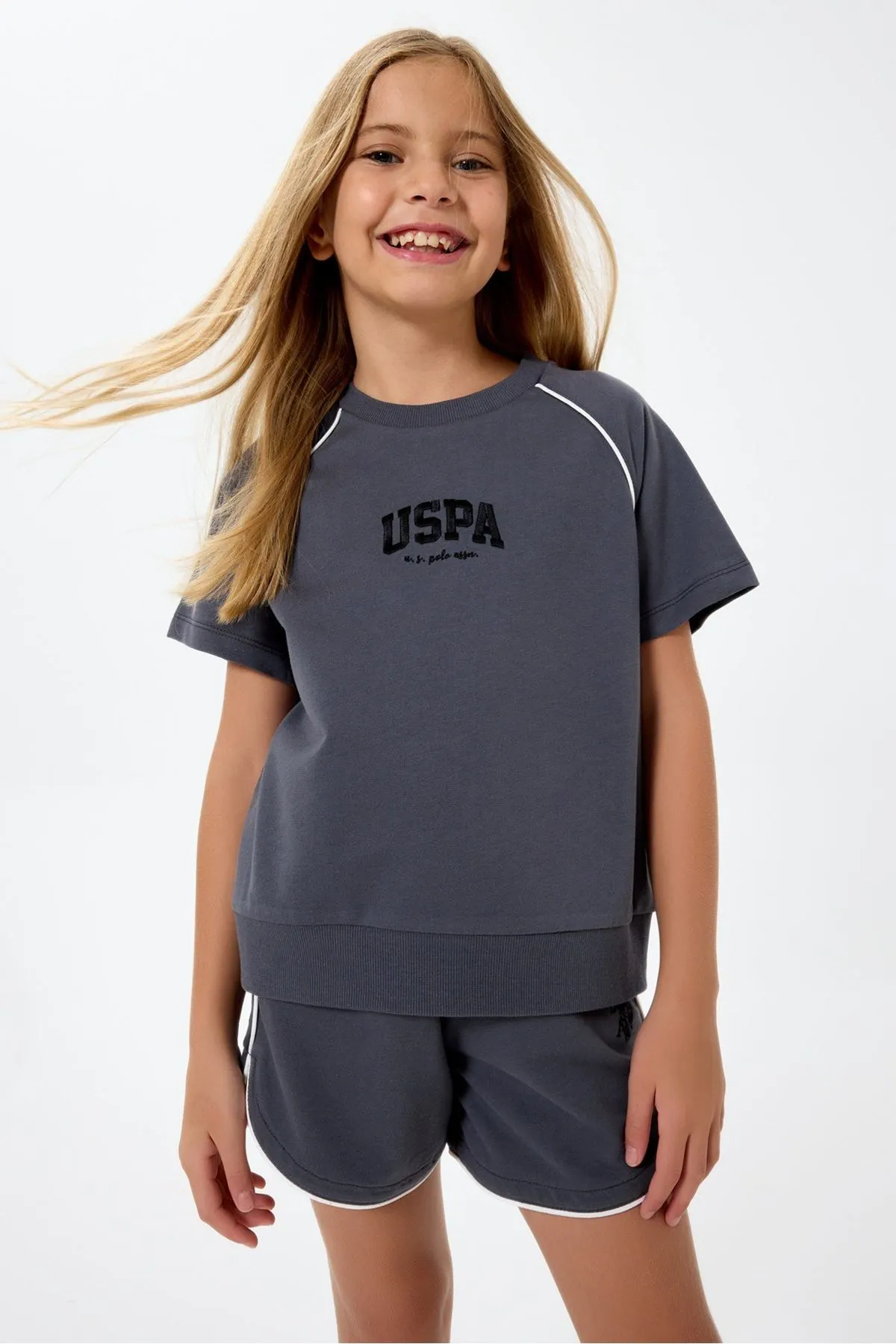 4-15 Yaş Lisanslı Us Polo Assn Kız Çocuk Takım-Antrasit