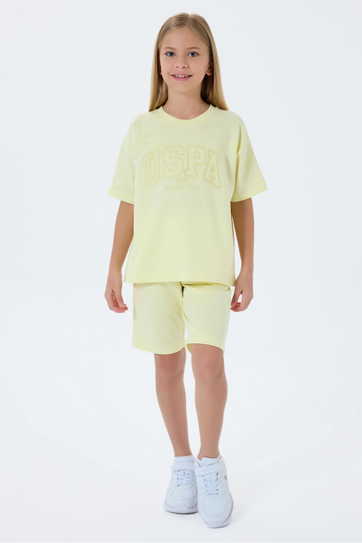 4-15 Yaş Lisanslı Us Polo Assn Kız Çocuk Takım-Sarı