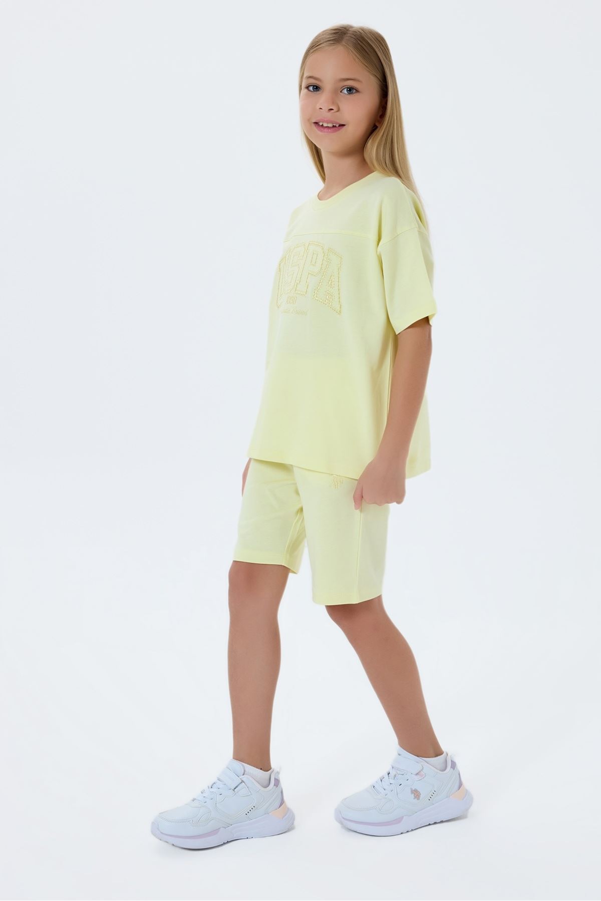 4-15 Yaş Lisanslı Us Polo Assn Kız Çocuk Takım-Sarı