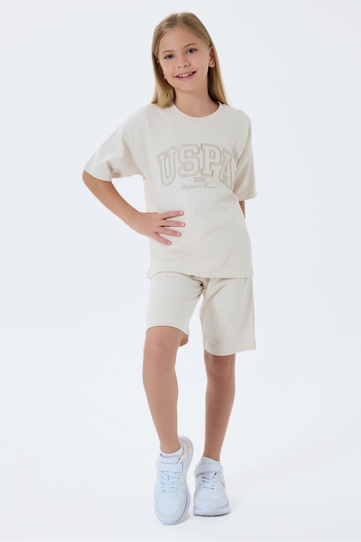 4-15 Yaş Lisanslı Us Polo Assn Kız Çocuk Takım-Latte