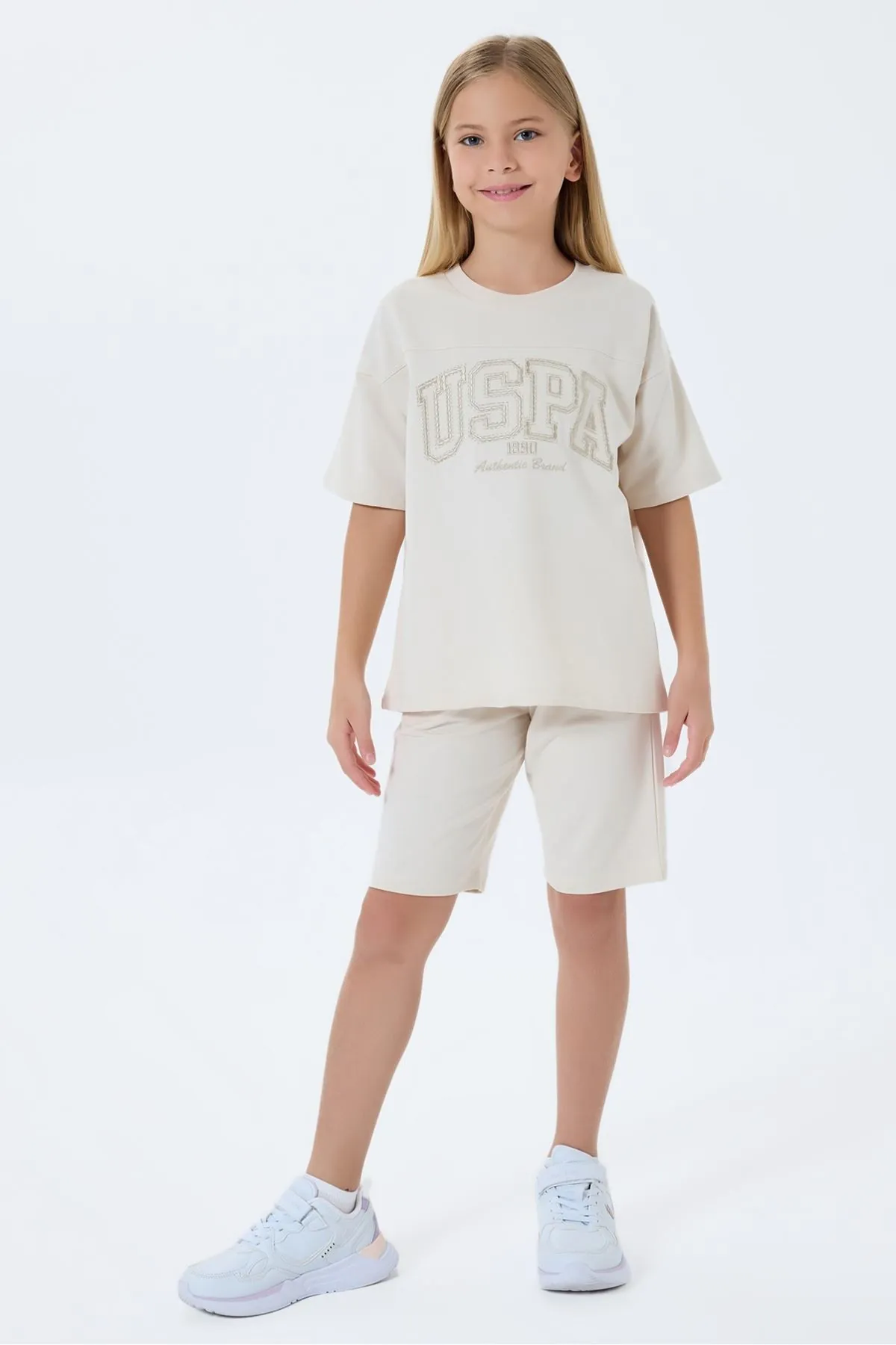 4-15 Yaş Lisanslı Us Polo Assn Kız Çocuk Takım-Latte