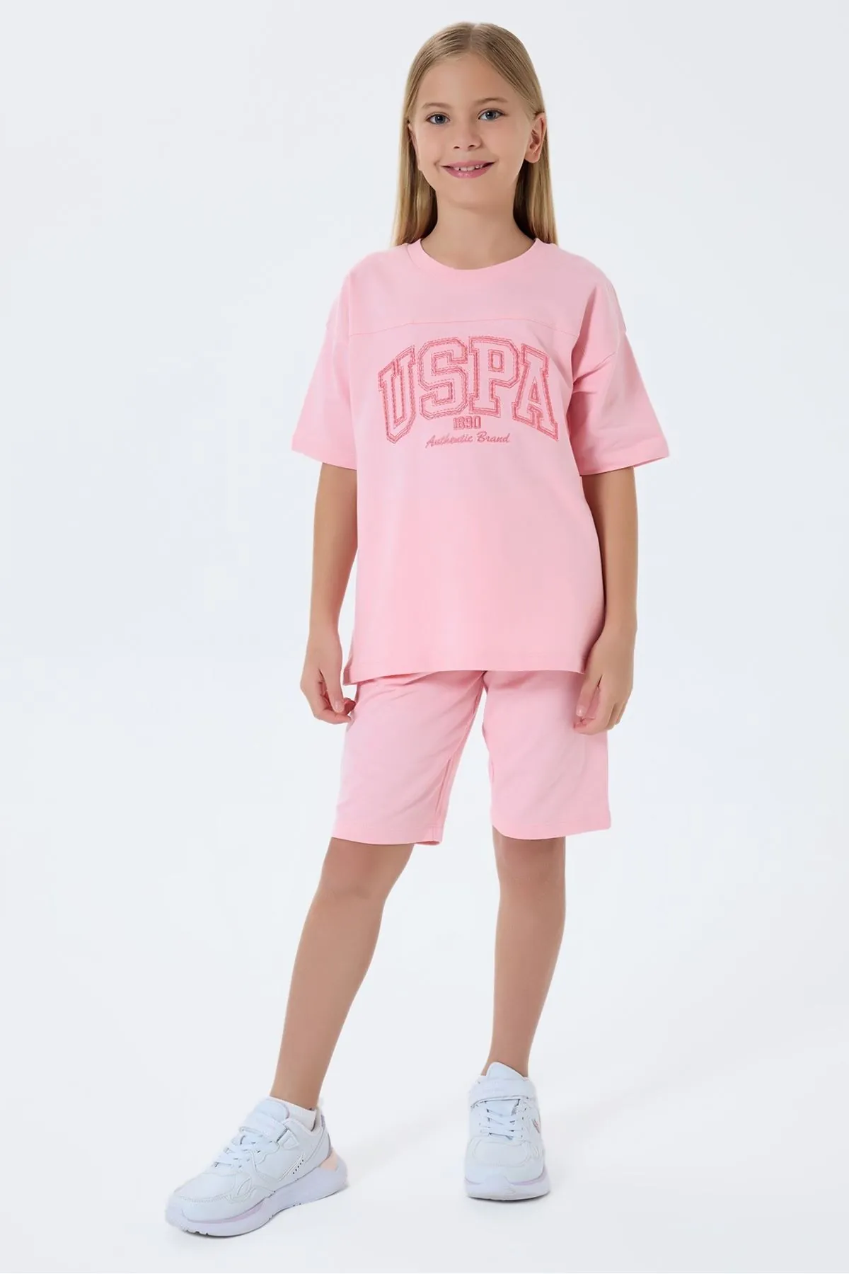 4-15 Yaş Lisanslı Us Polo Assn Kız Çocuk Takım-Somon