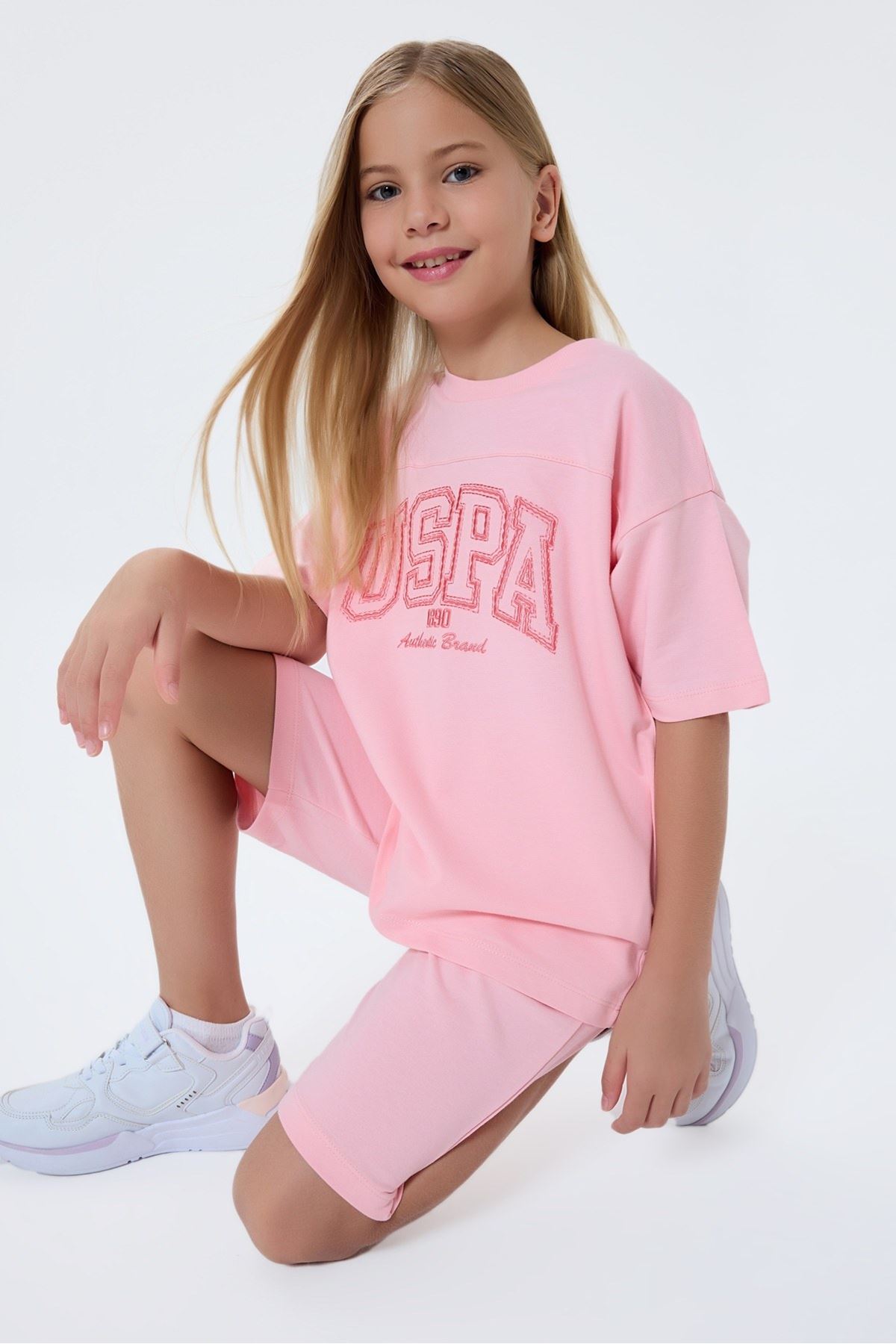 4-15 Yaş Lisanslı Us Polo Assn Kız Çocuk Takım-Somon