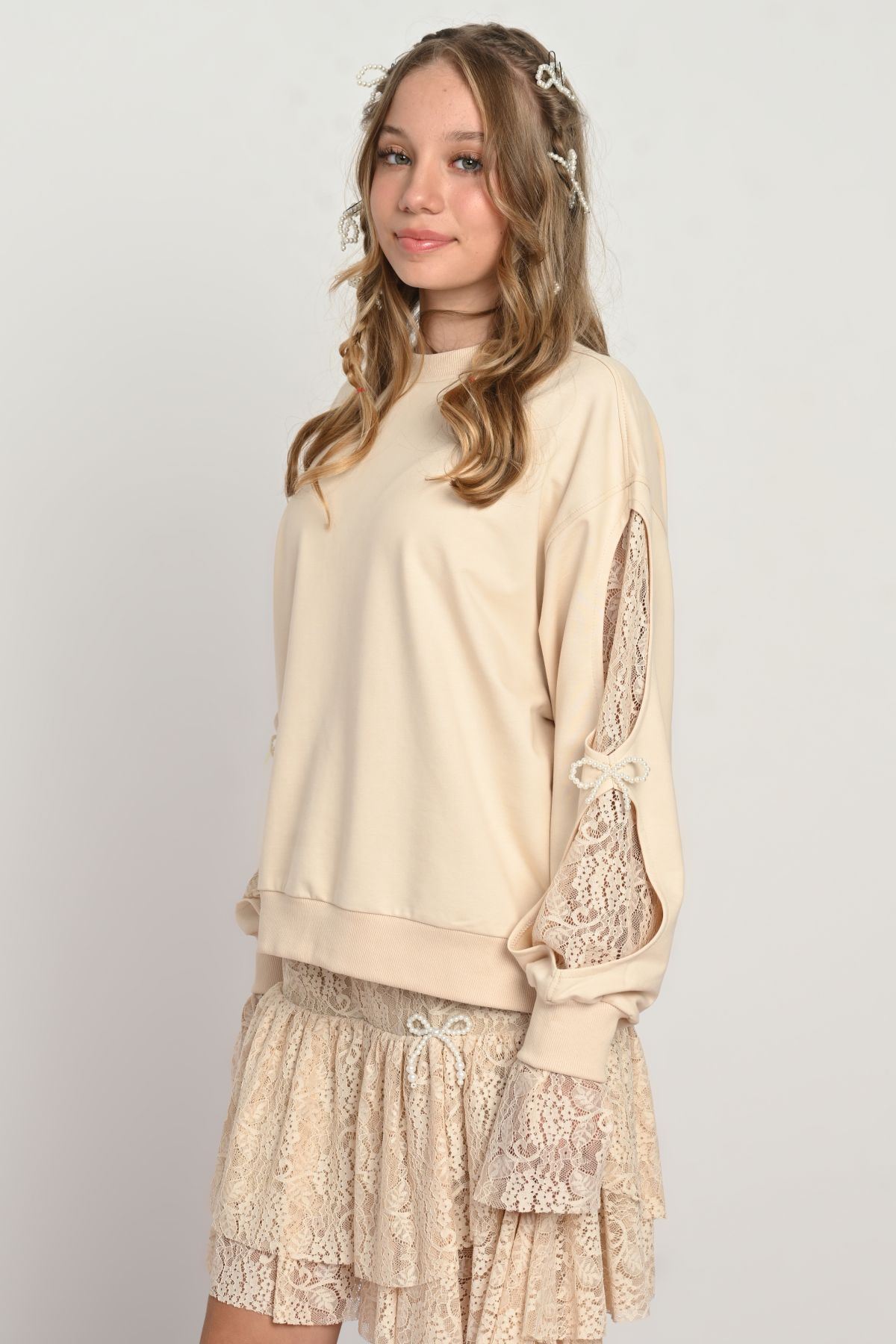 9-14 Yaş Modern Dreamy Kız Çocuk Takım-Latte