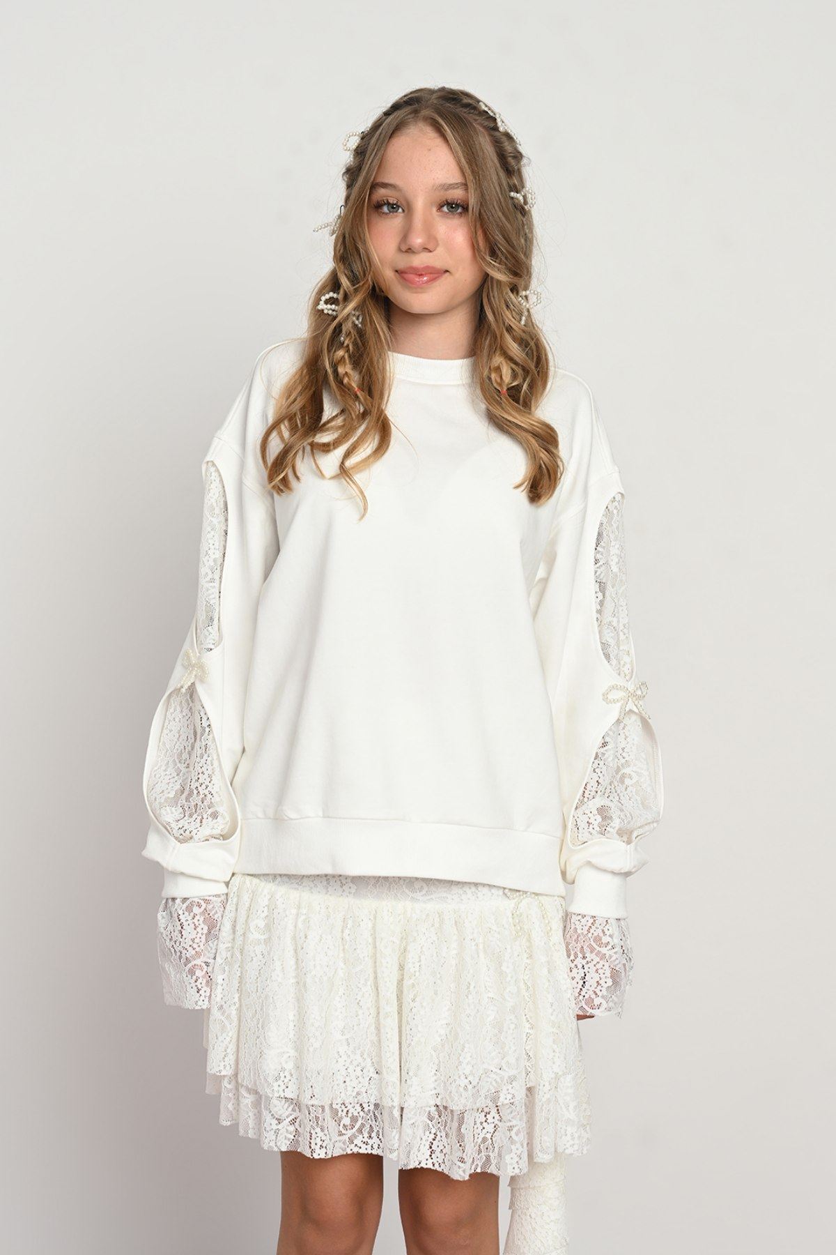 9-14 Yaş Modern Dreamy Kız Çocuk Takım-Ekru