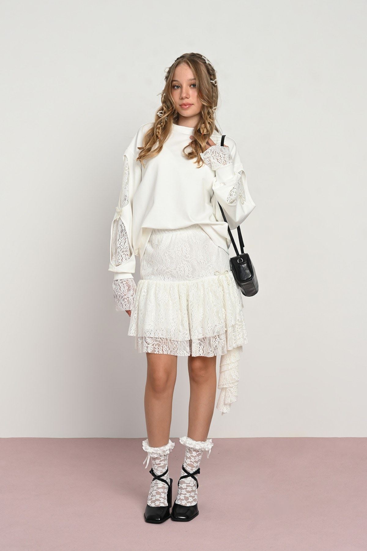 9-14 Yaş Modern Dreamy Kız Çocuk Takım-Ekru