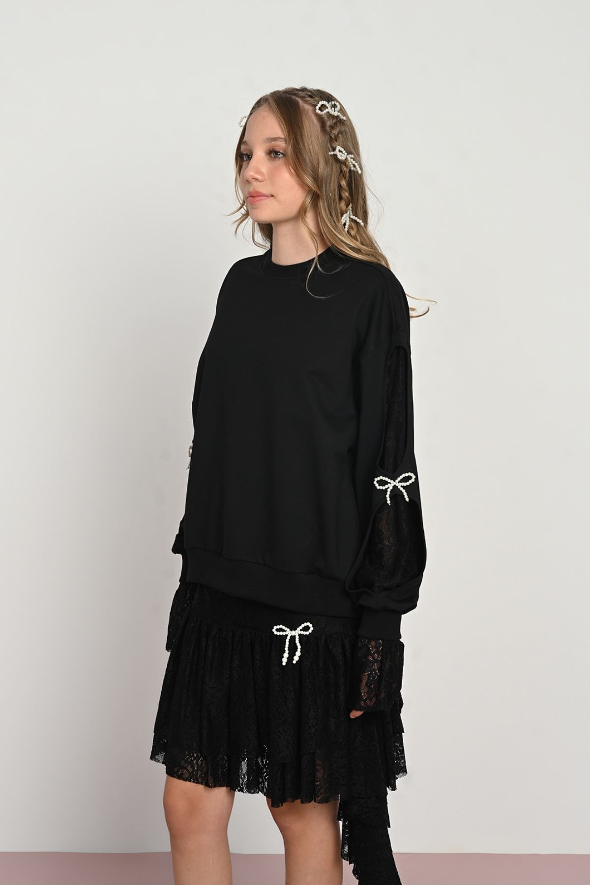 9-14 Yaş Modern Dreamy Kız Çocuk Takım-Siyah