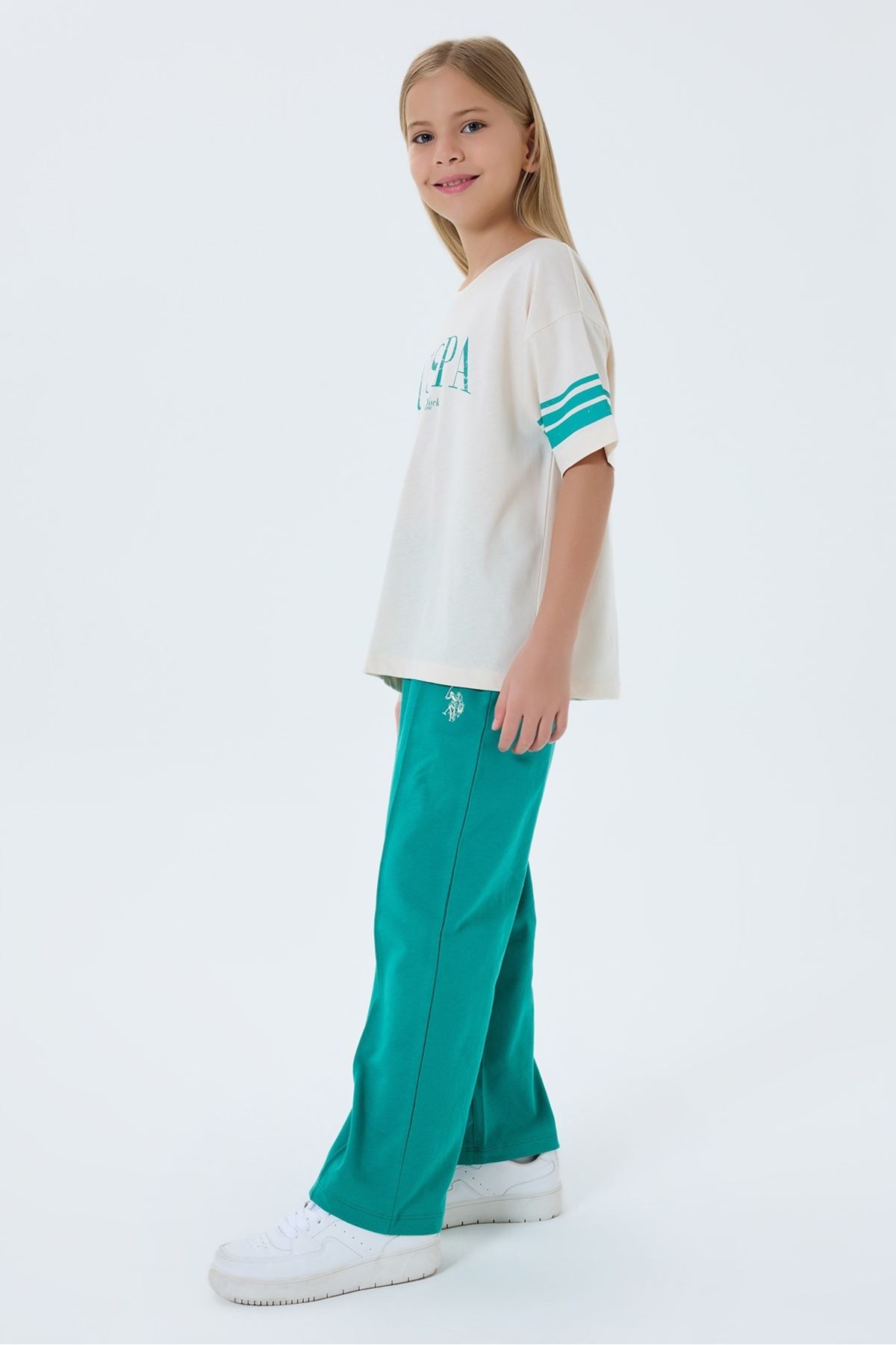 4-15 Yaş Lisanslı Us Polo Assn Kız Çocuk Takım-Latte