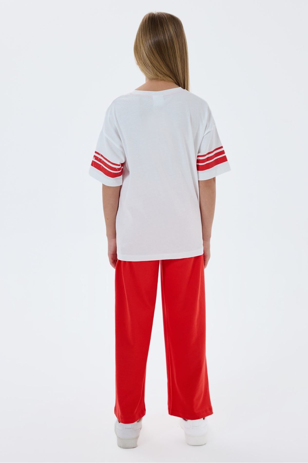 4-15 Yaş Lisanslı Us Polo Assn Kız Çocuk Takım-Ekru